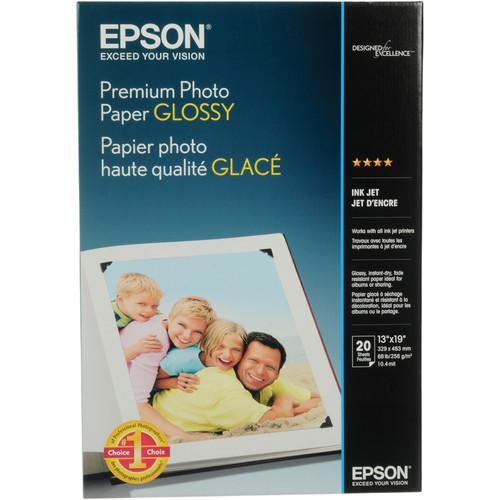Epson EPS S041289 Premium Photo Paper 10.4 mil, 13x19 HighGloss White 20/pack