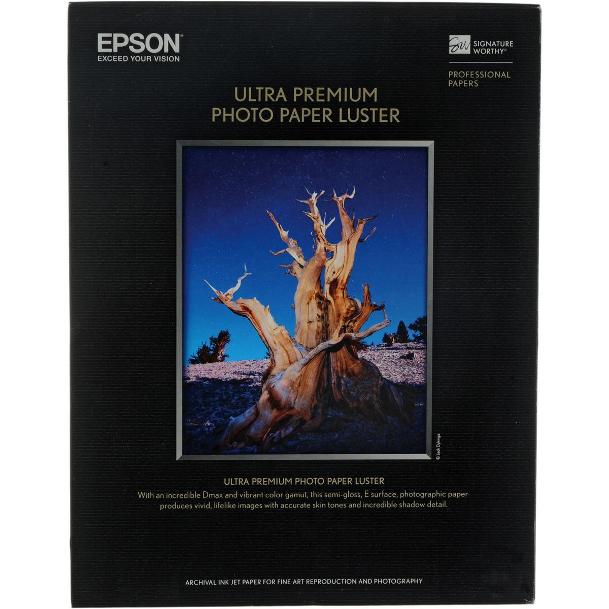 Epson 8.5x11 50-Pack Ultra Premium Photo Paper, Luster (S041405)