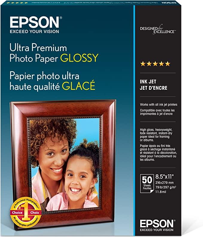 Epson Ultra Premium Photo Paper Glossy 8.5 x 11", 50 Sheets (S042175)