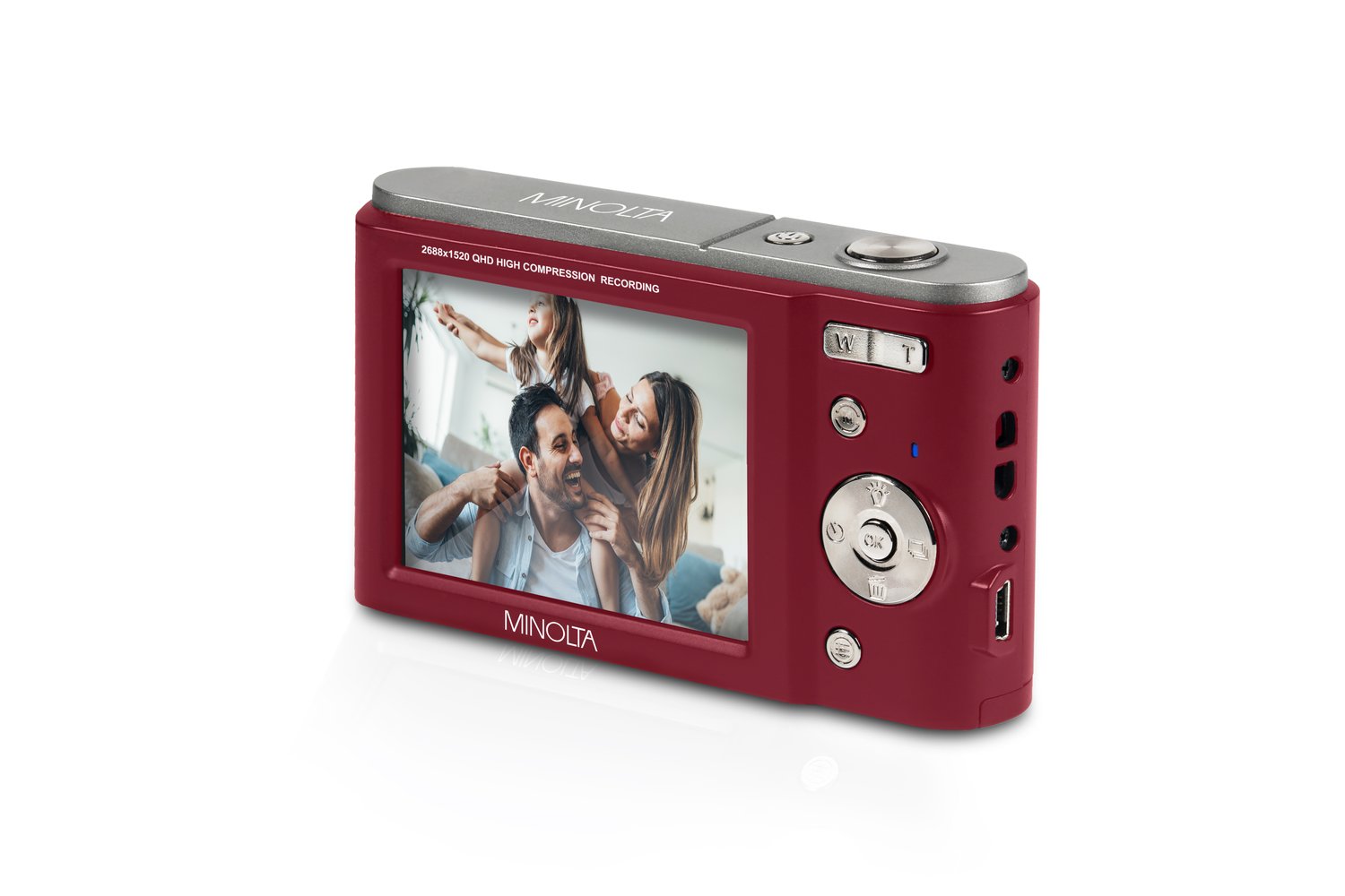 MINOLTA MND20 44 MP / 2.7K Ultra HD Digital Camera (Red)