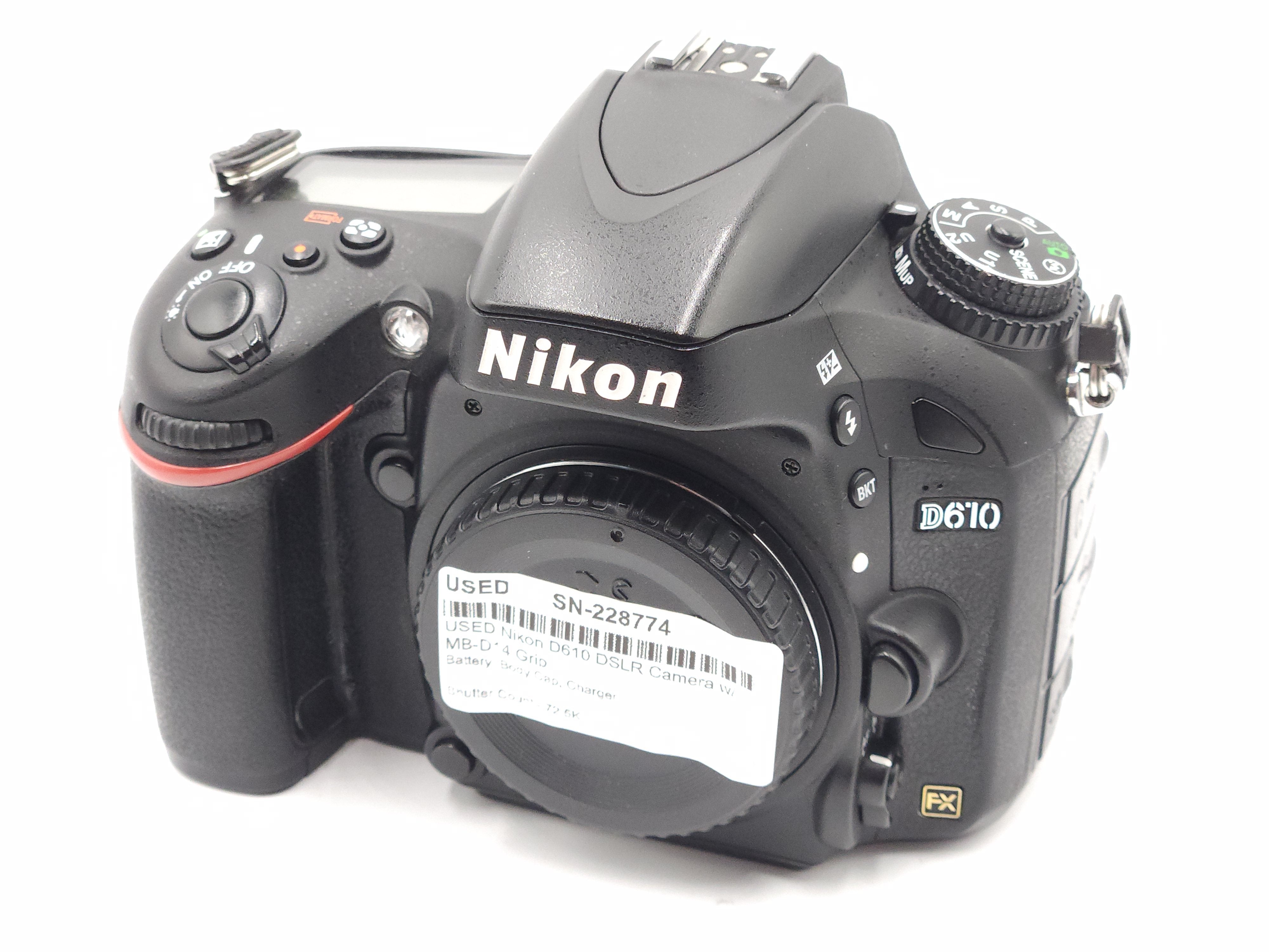 Nikon D610+MB-D14 USED Nikon D610 DSLR Camera w/MB-D14 Grip