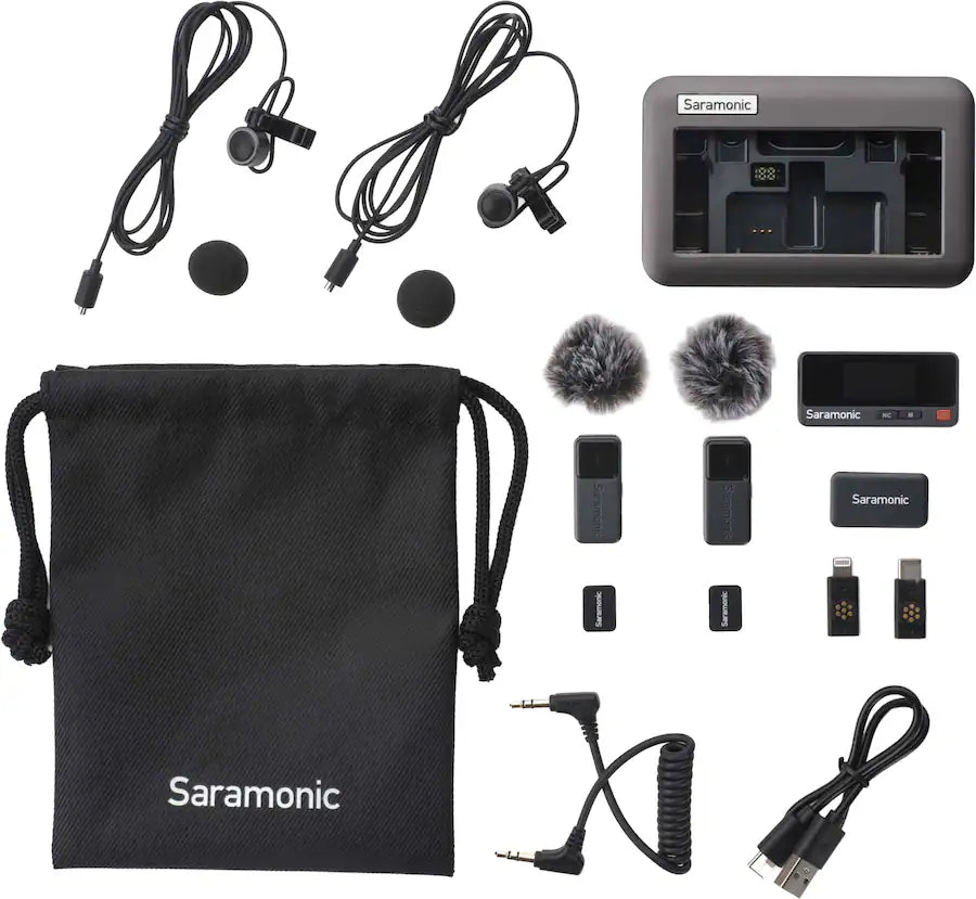 Saramonic Air 2-Person Mini Wireless Lavalier Microphone System for Mobile Devices, Cameras & Computers (2.4 GHz)