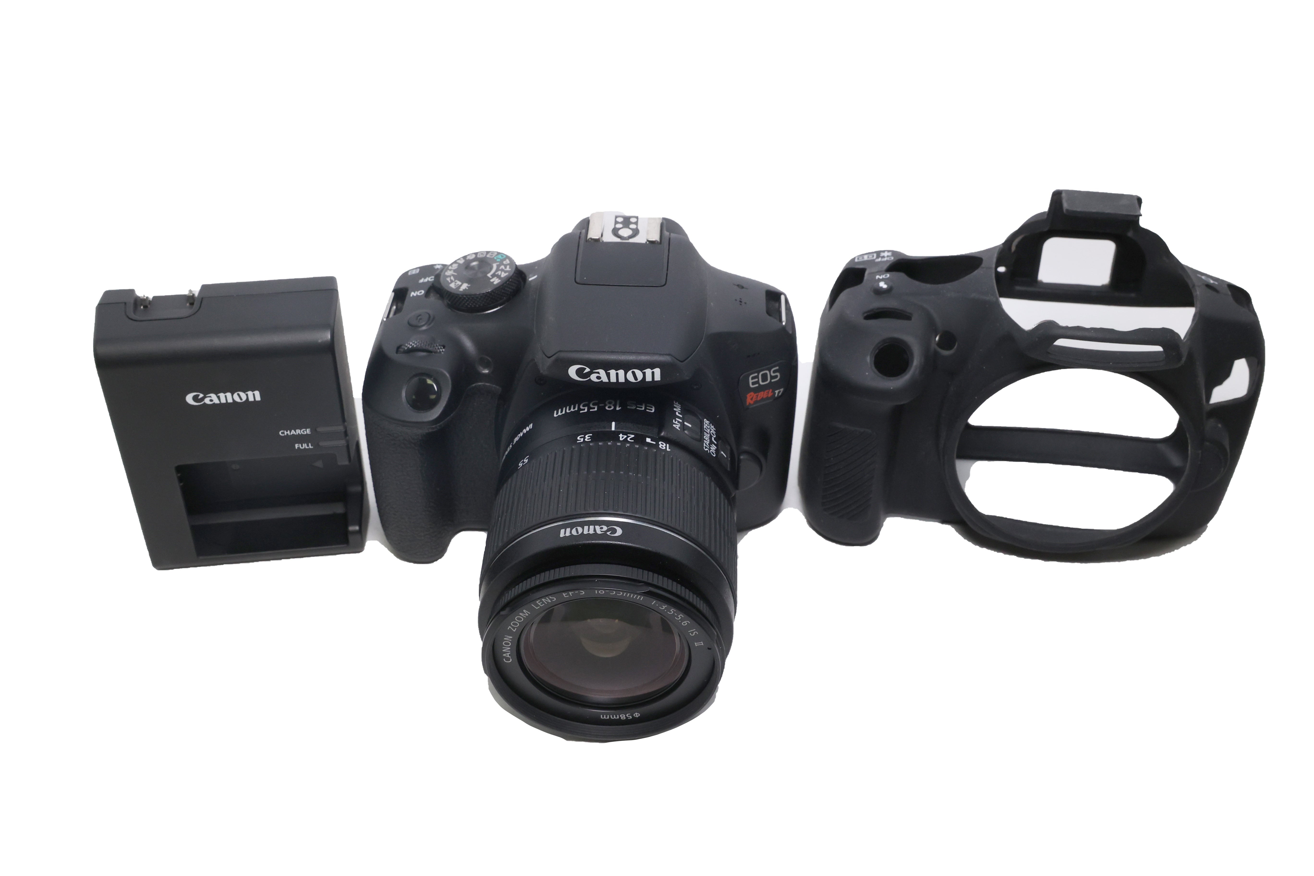 Used Canon EOS Rebel T7 DSLR Camera with 18-55mm Lens with silicone cover