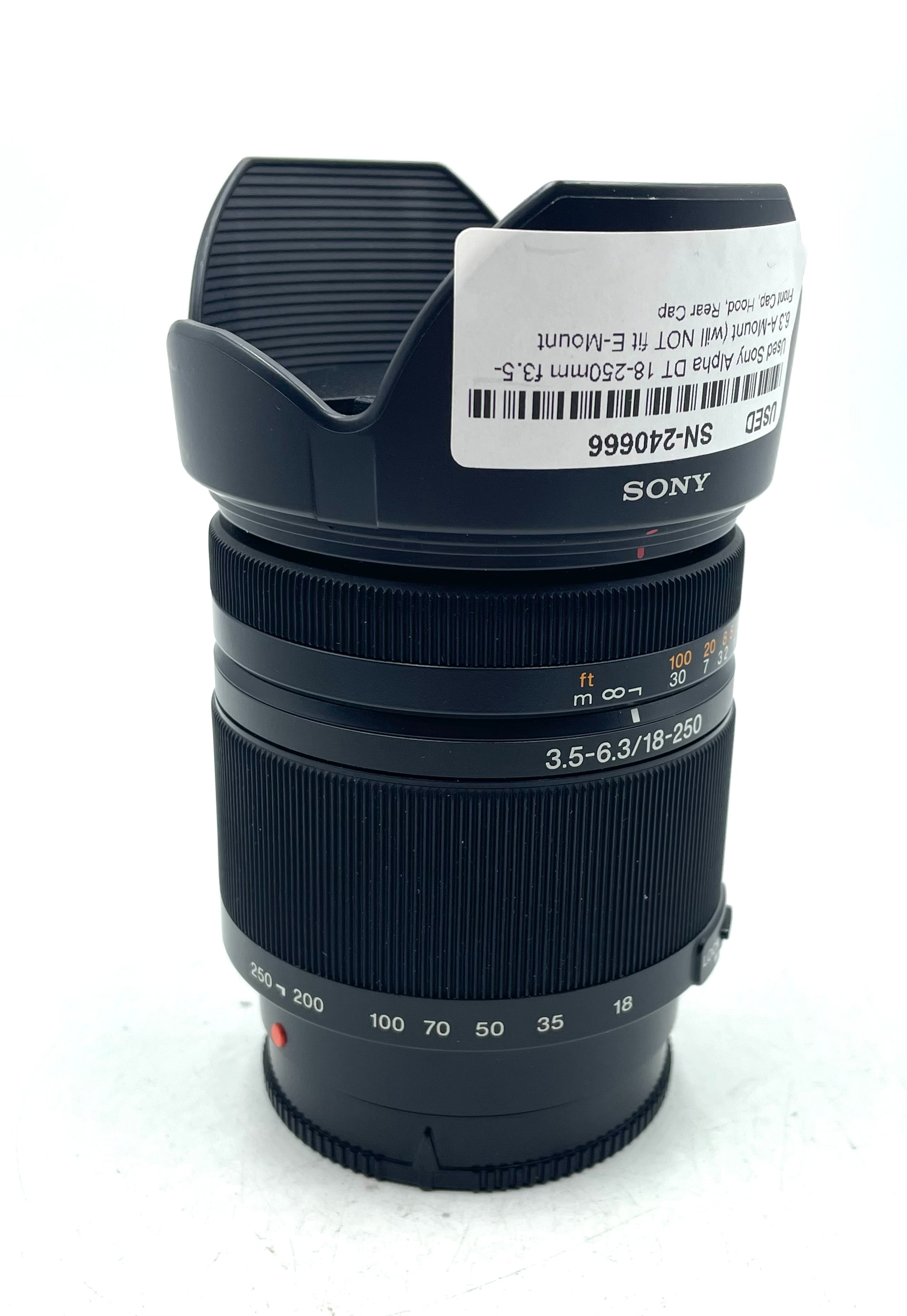 Used Sony Alpha DT 18-250mm f3.5-6.3 A-Mount (will NOT fit E-Mount cameras)