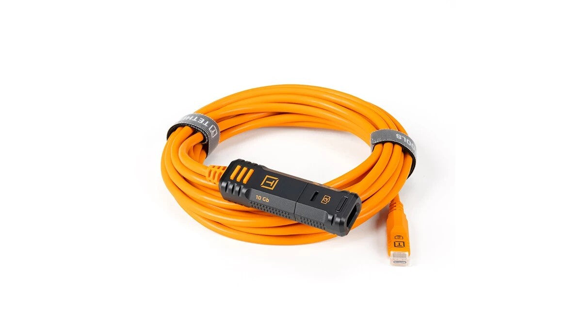 Tether Tools TetherPro Optima 10G TetherBoost Locking USB-C Extension Cable (16', High-Visibility Orange)