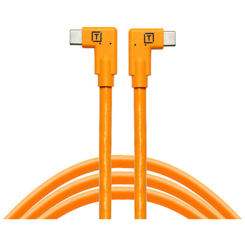【オレンジ】vivision USB CABLE STRAP ケーブル Tether Tools TetherPro Dual Right-Angle USB-C Cable (15', High-Visibil