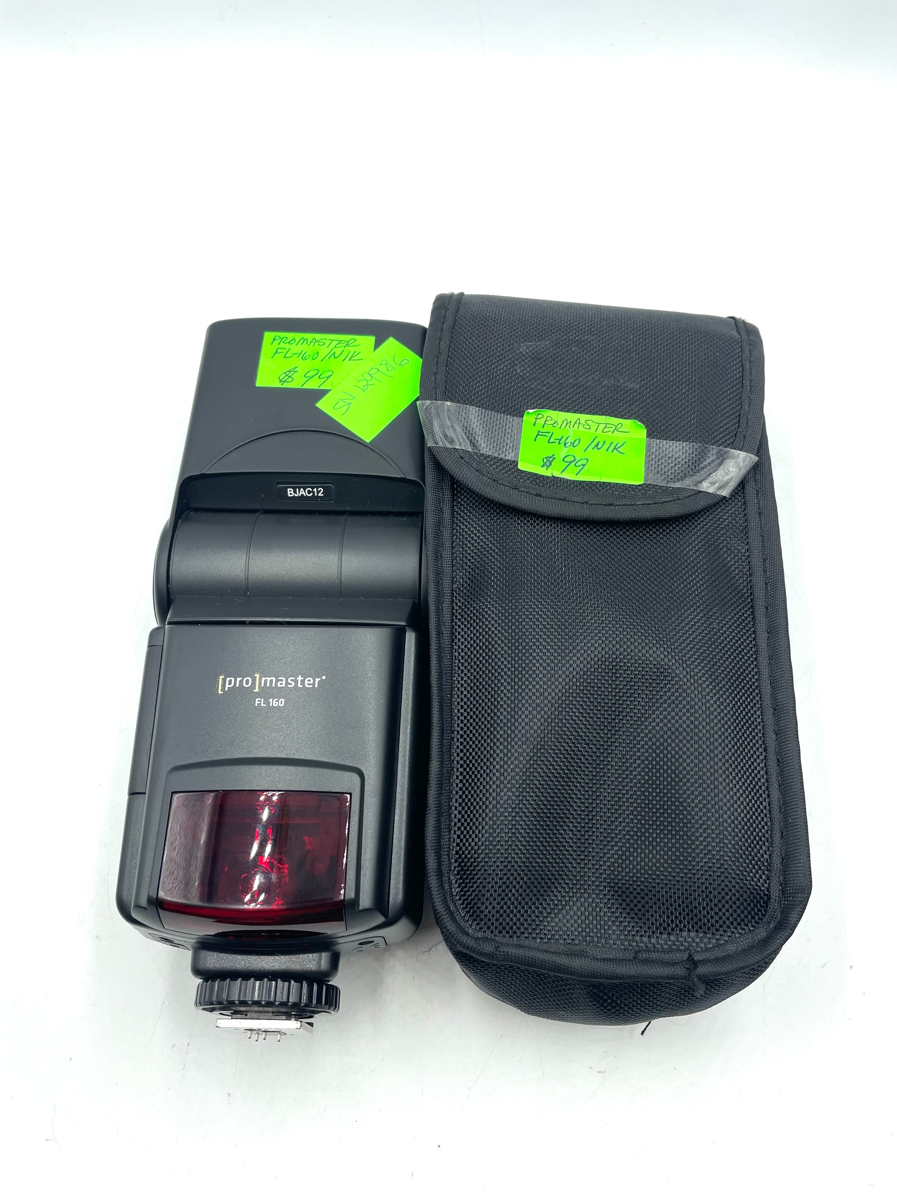 Used Promaster FL160 flash for NIKON w/ case