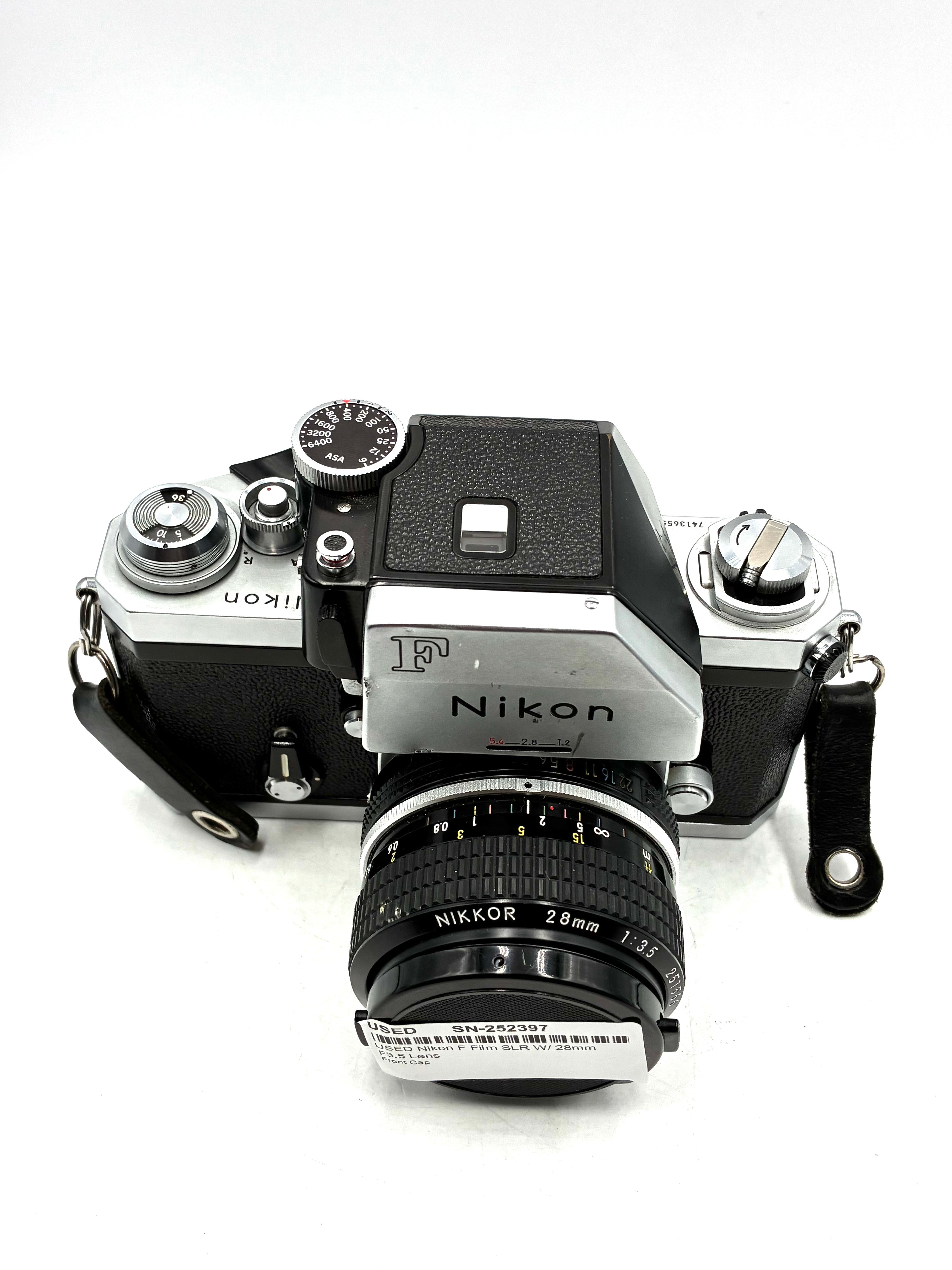 USED Nikon F Film SLR W/ 28mm F3.5 Lens