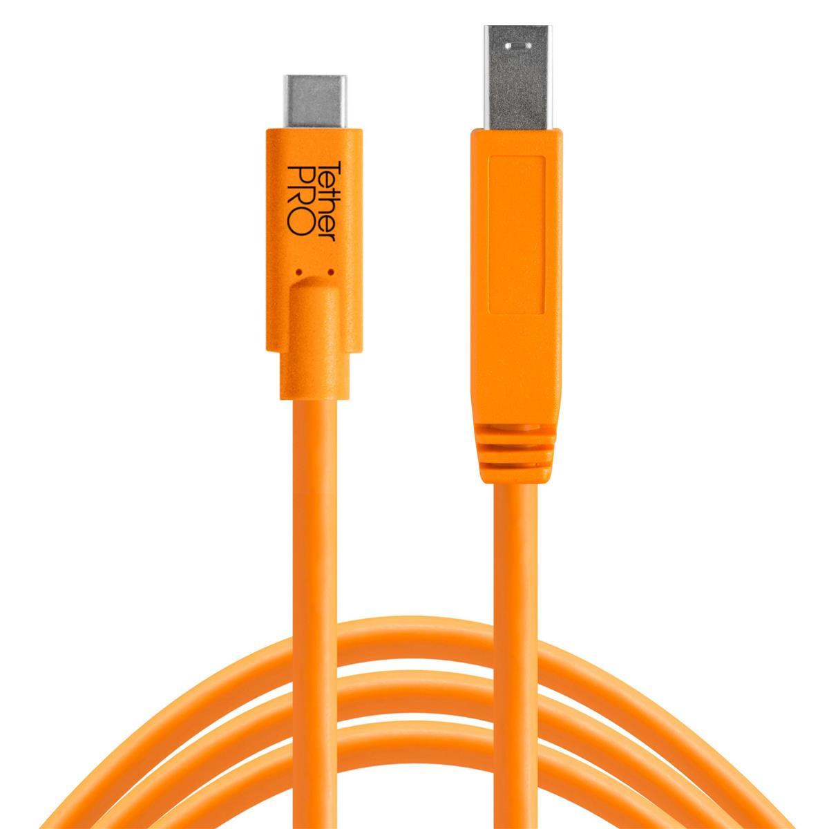 Tether Tools TetherPro USB Type-C Male to USB 3.0 Type-B Male Cable (15', Orange)