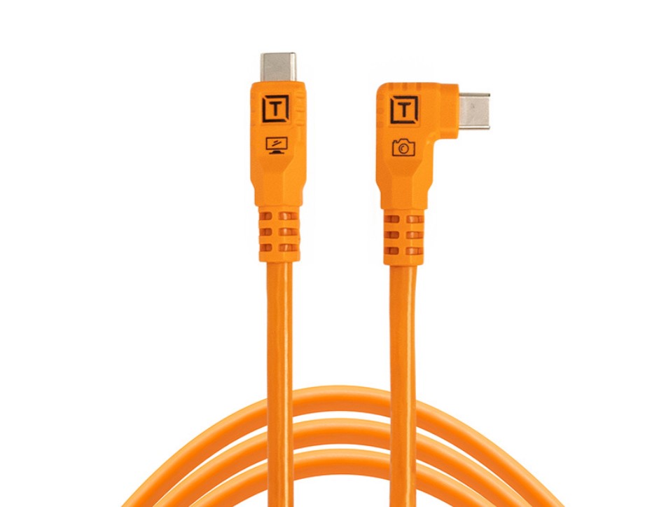 Tether Tools TetherPro Optima USB-C Cable (31', High-Visibility Orange, Right-Angle)