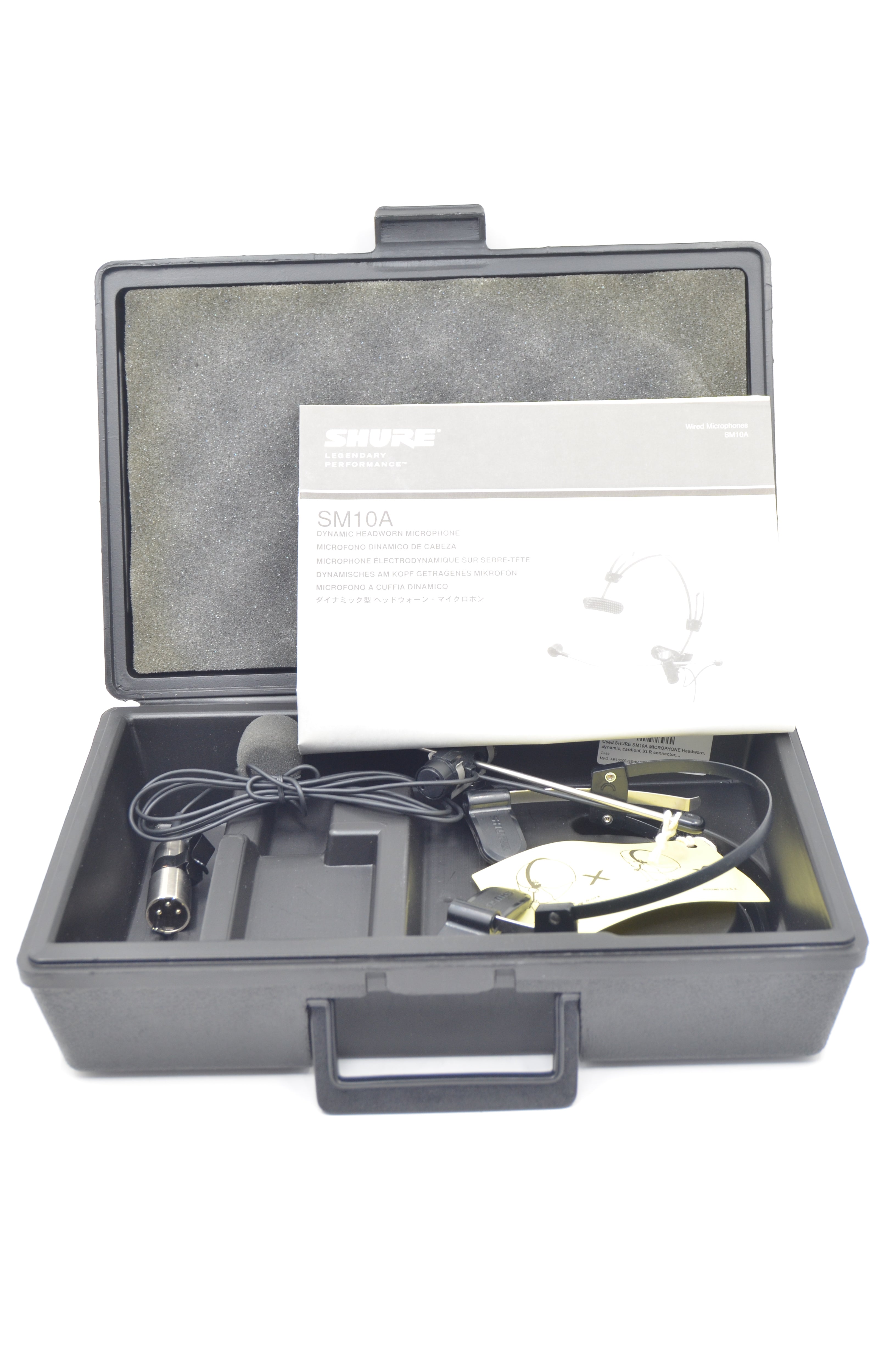 Used SHURE SM10A MICROPHONE Headworn, dynamic, cardioid, XLR connector, black/silver