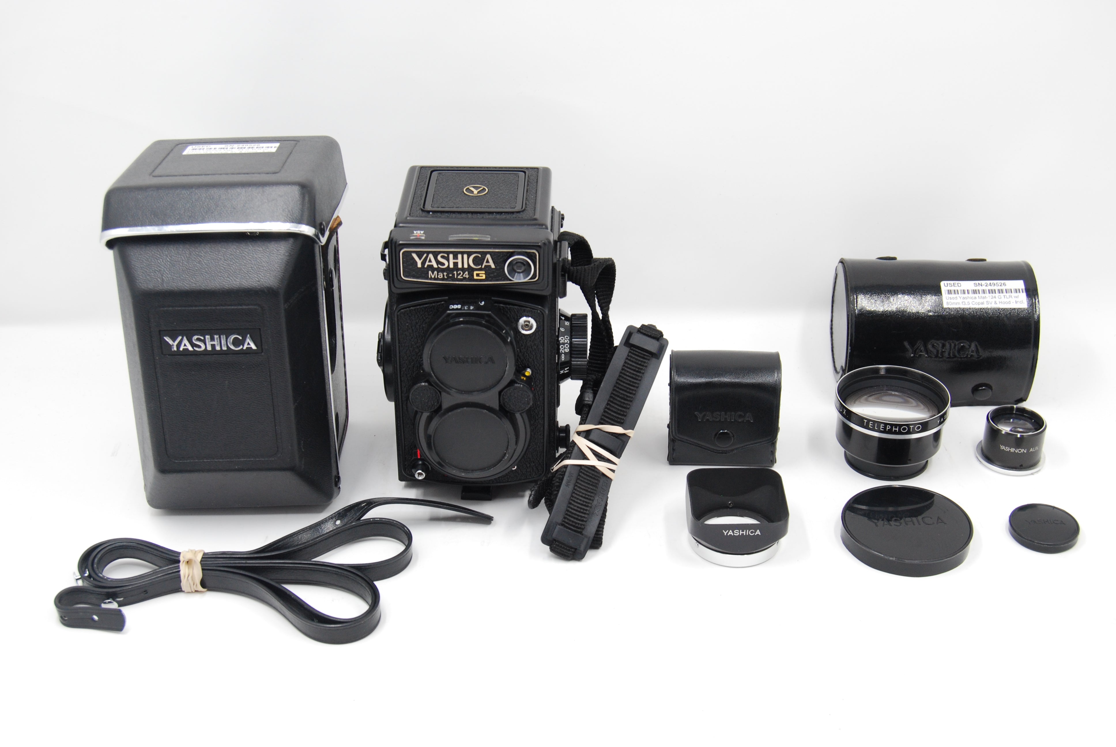 YASHICA Mat 124G. TELEPHOTO AUX レンズ Used Yashica Mat-124 G TLR w/80mm f3.5 Copal SV & Hood - Incl. Aux Tel