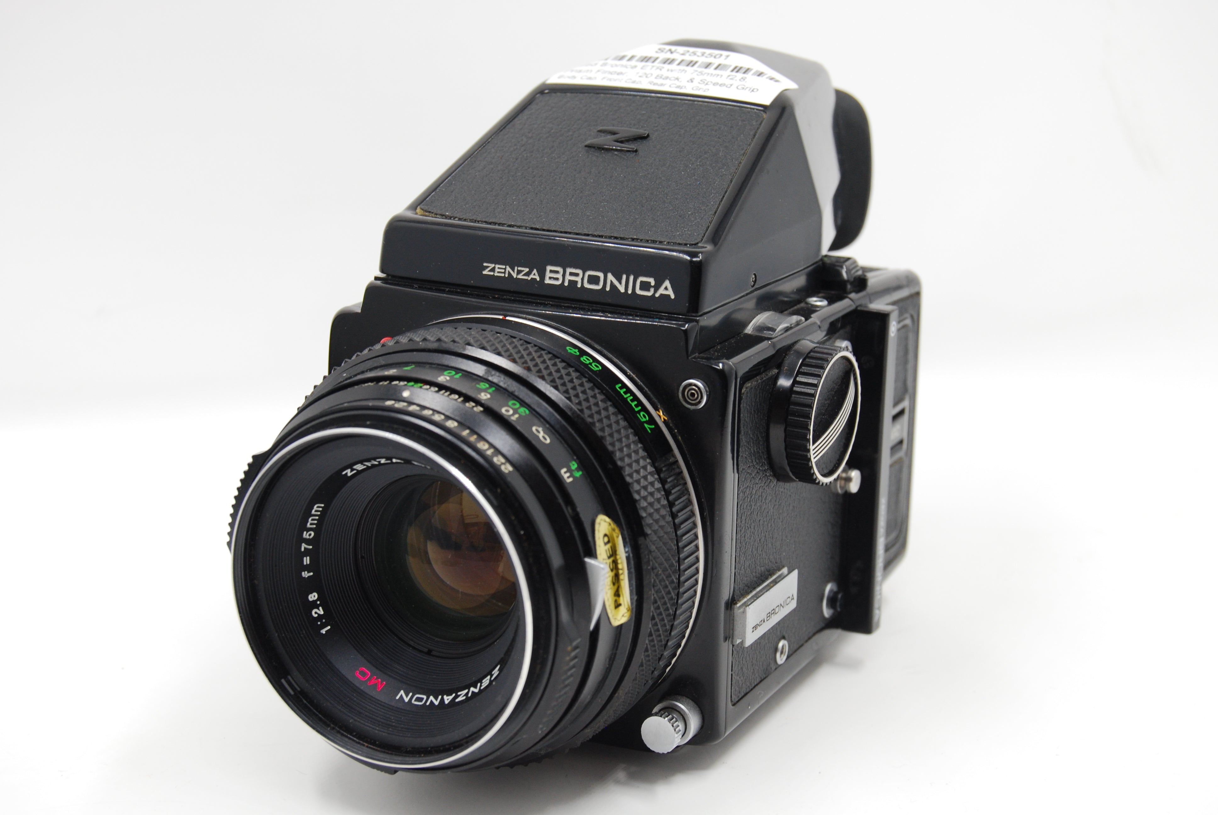Used Bronica ETR with 75mm f2.8, Prism Finder, 120 Back, & Speed Grip