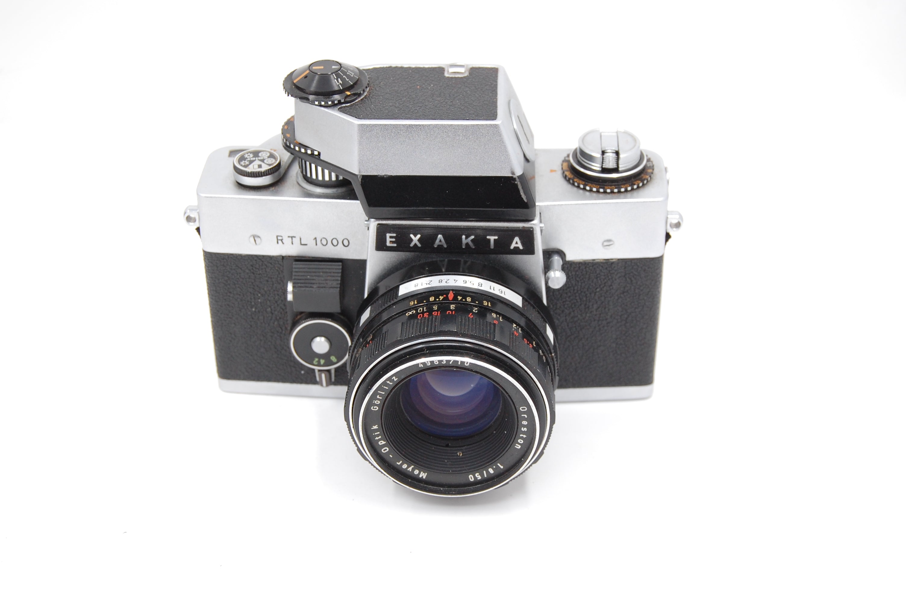Used Exakta RTL 1000 w/50mm f/1.8 Meyer-Optik Gorlitz Orestan Lens & TTL Penta Prism