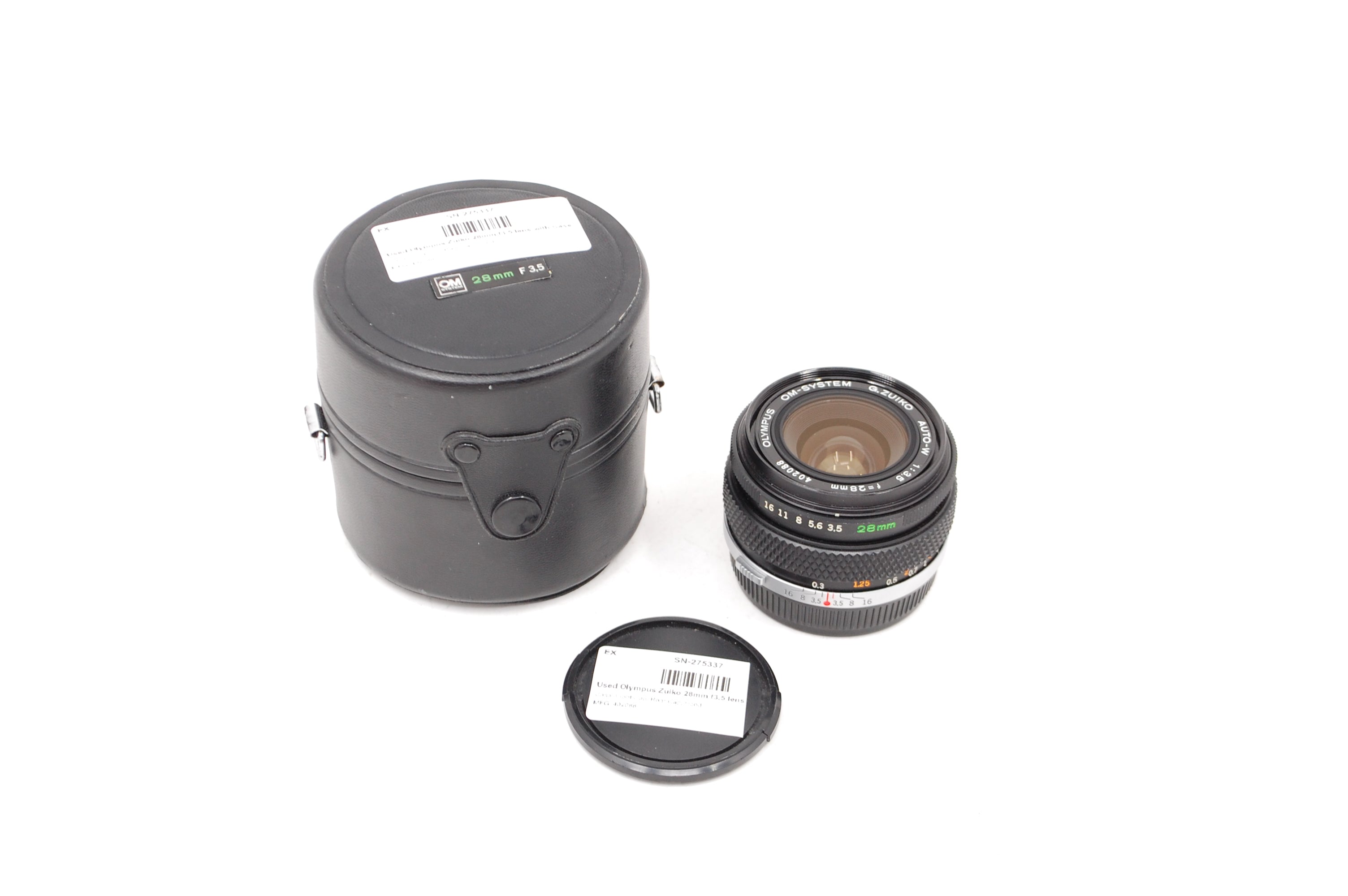 Used Olympus Zuiko 28mm f3.5 lens with Case