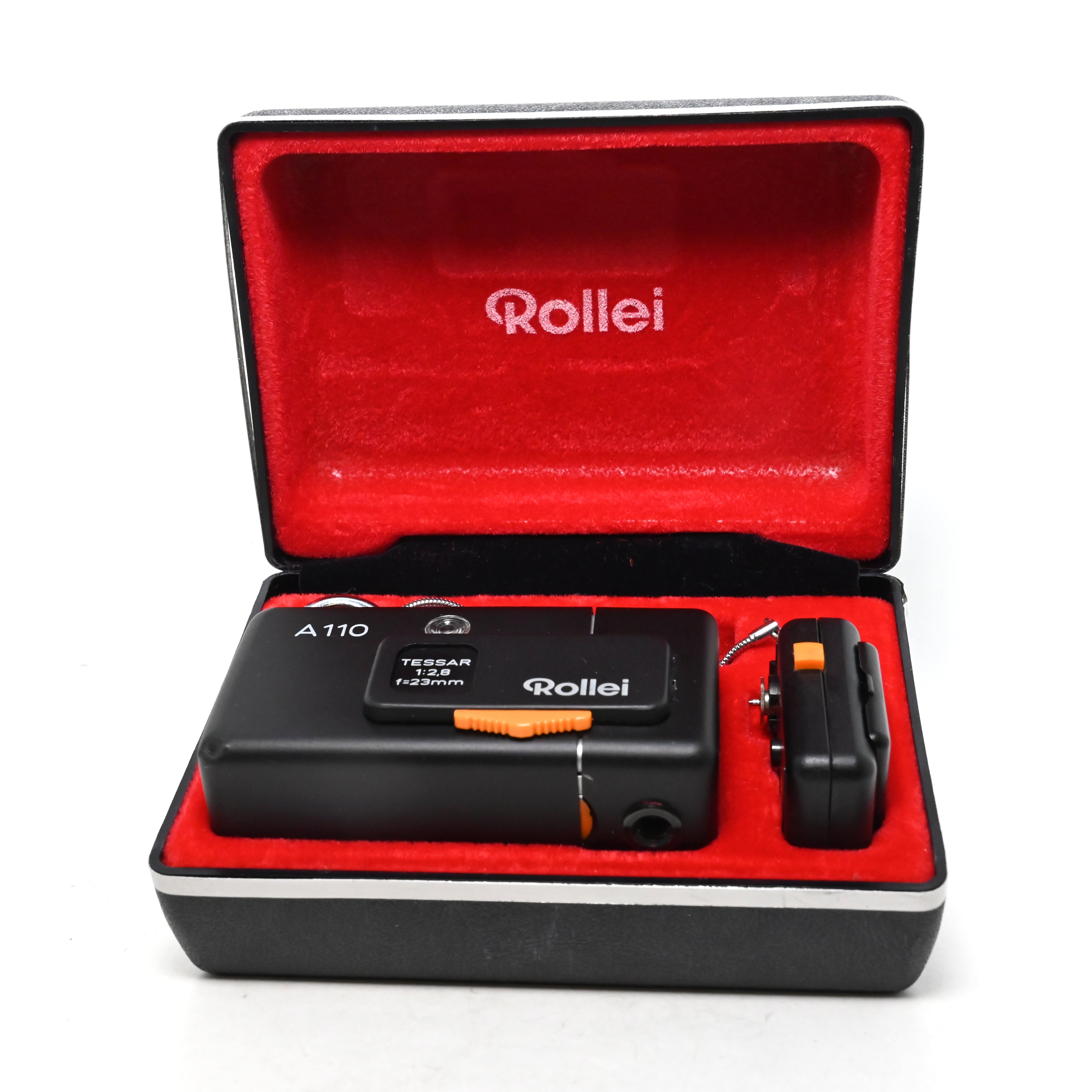 Rollei A110 Black 110 Film Miniature Camera w/ Flash & Case - Parts/Repair (0024)