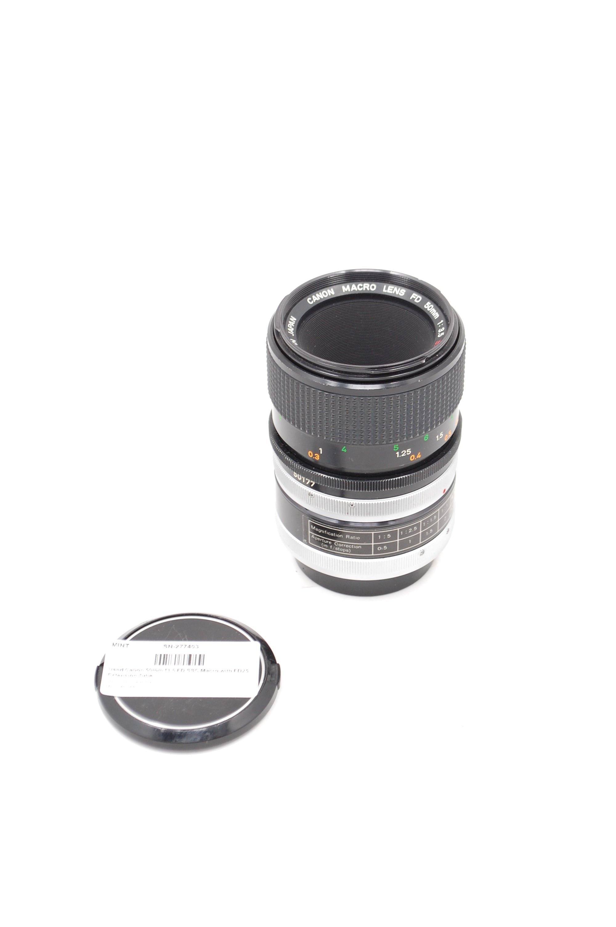 Used Canon 50mm f3.5 FD SSC Macro with FD25 Extension Tube