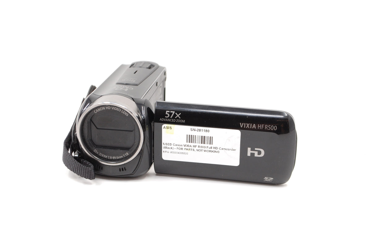 USED Canon VIXIA HF R500 Full HD Camcorder (Black) - FOR PARTS, NOT WORKING