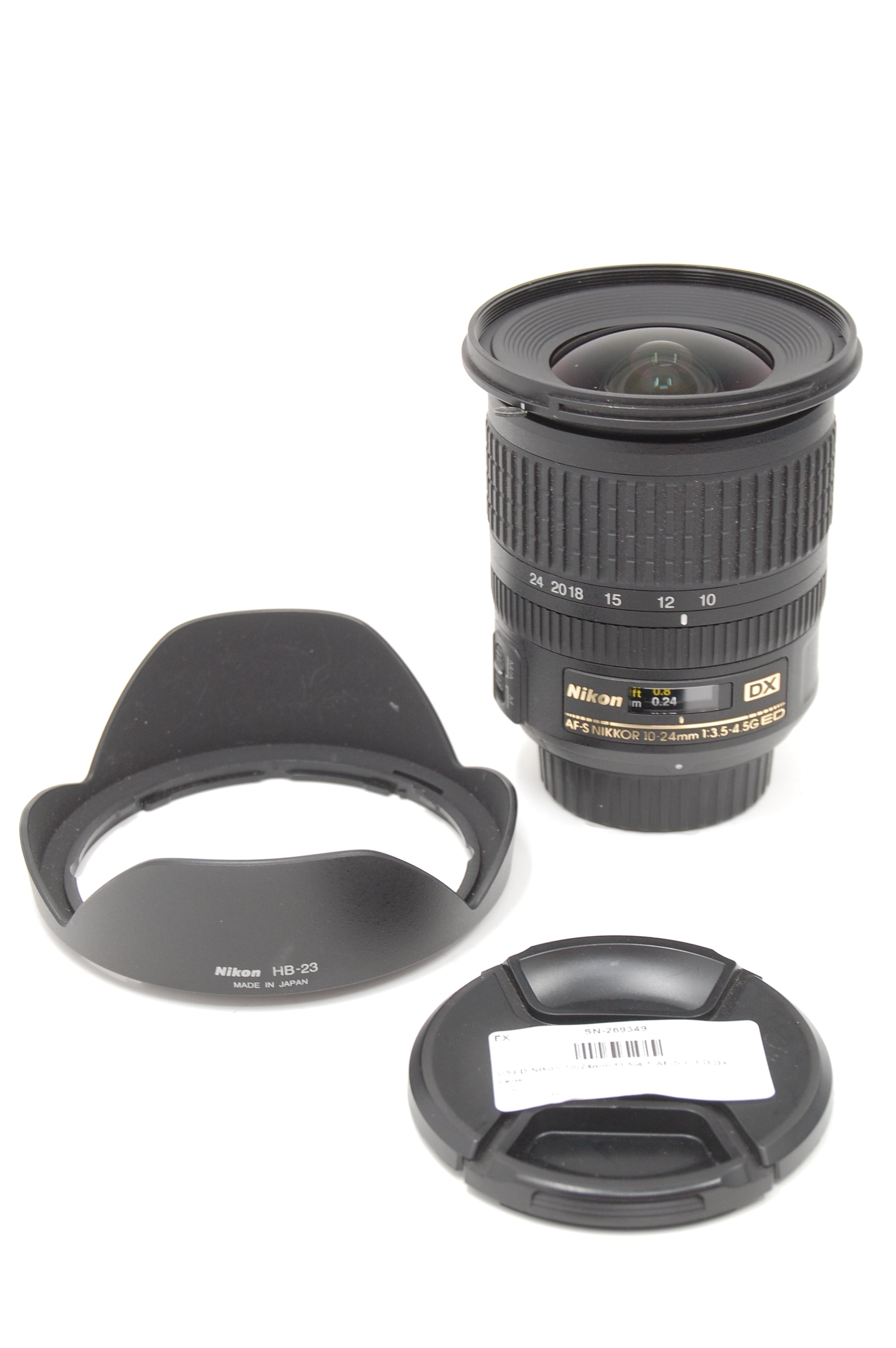 USED Nikon 10-24mm f3.5-4.5 AF-S G ED DX Lens