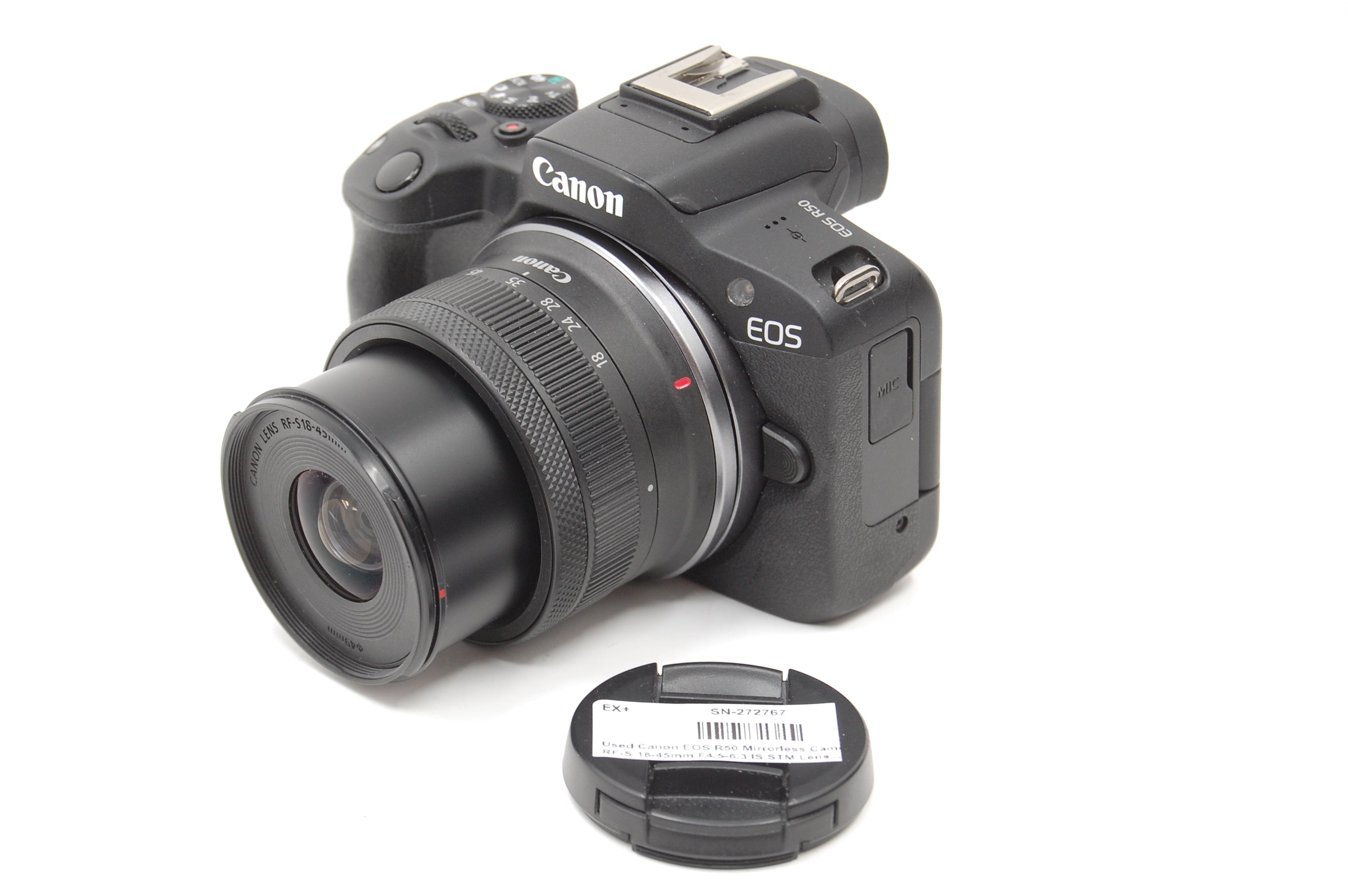 Used Canon EOS R50 Mirrorless Camera with RF-S 18-45mm F4.5-6.3 IS STM Lens (Black)