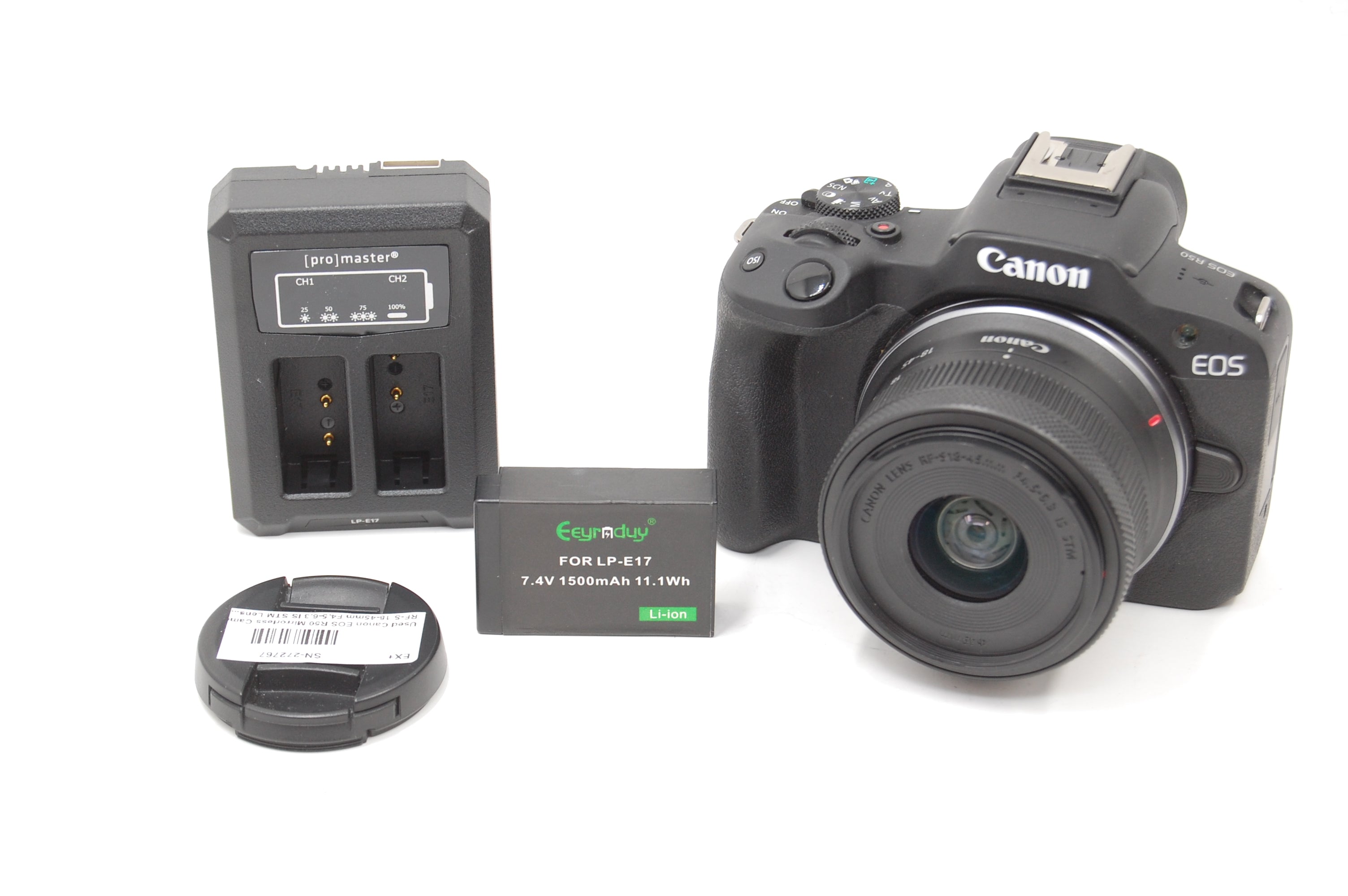Used Canon EOS R50 Mirrorless Camera with RF-S 18-45mm F4.5-6.3 IS STM Lens (Black)