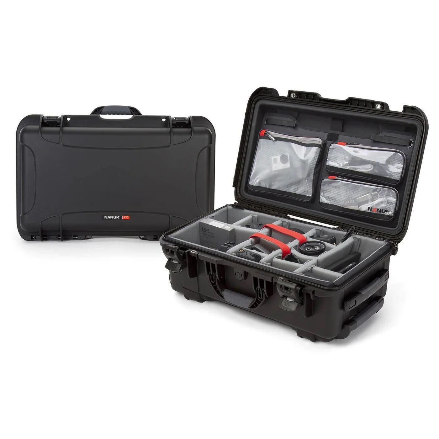 Nanuk 935 Wheeled Waterproof Hard Case Pro Photo/Video Kit with Padded Dividers & Lid Organizer (Black, 28.5L)