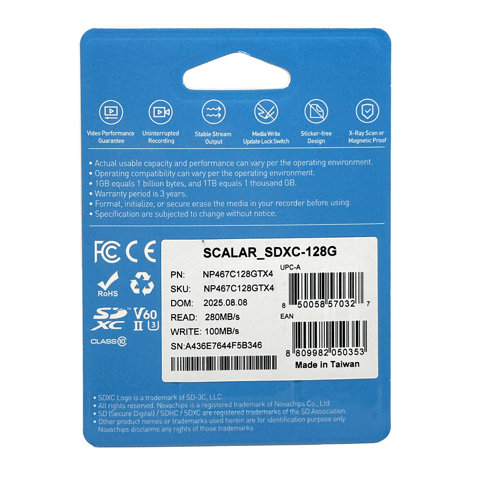 Novachips 128GB SDXC UHS-II V60 Memory Card