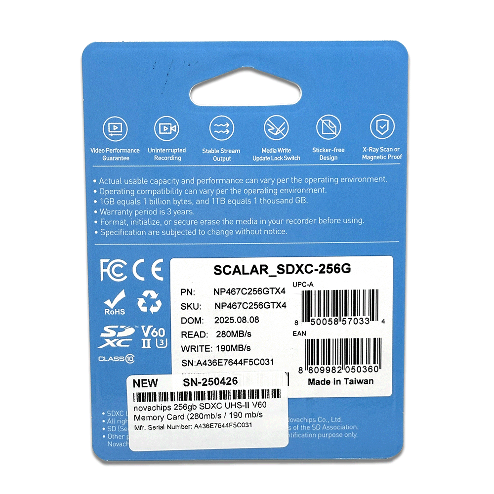 Novachips 256GB SDXC UHS-II V60 Memory Card