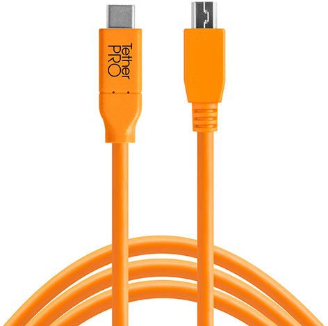 Tether Tools TetherPro USB Type-C Male to 5-Pin Micro-USB 2.0 Type-B Male Cable (15', Orange) CUC2515-ORG