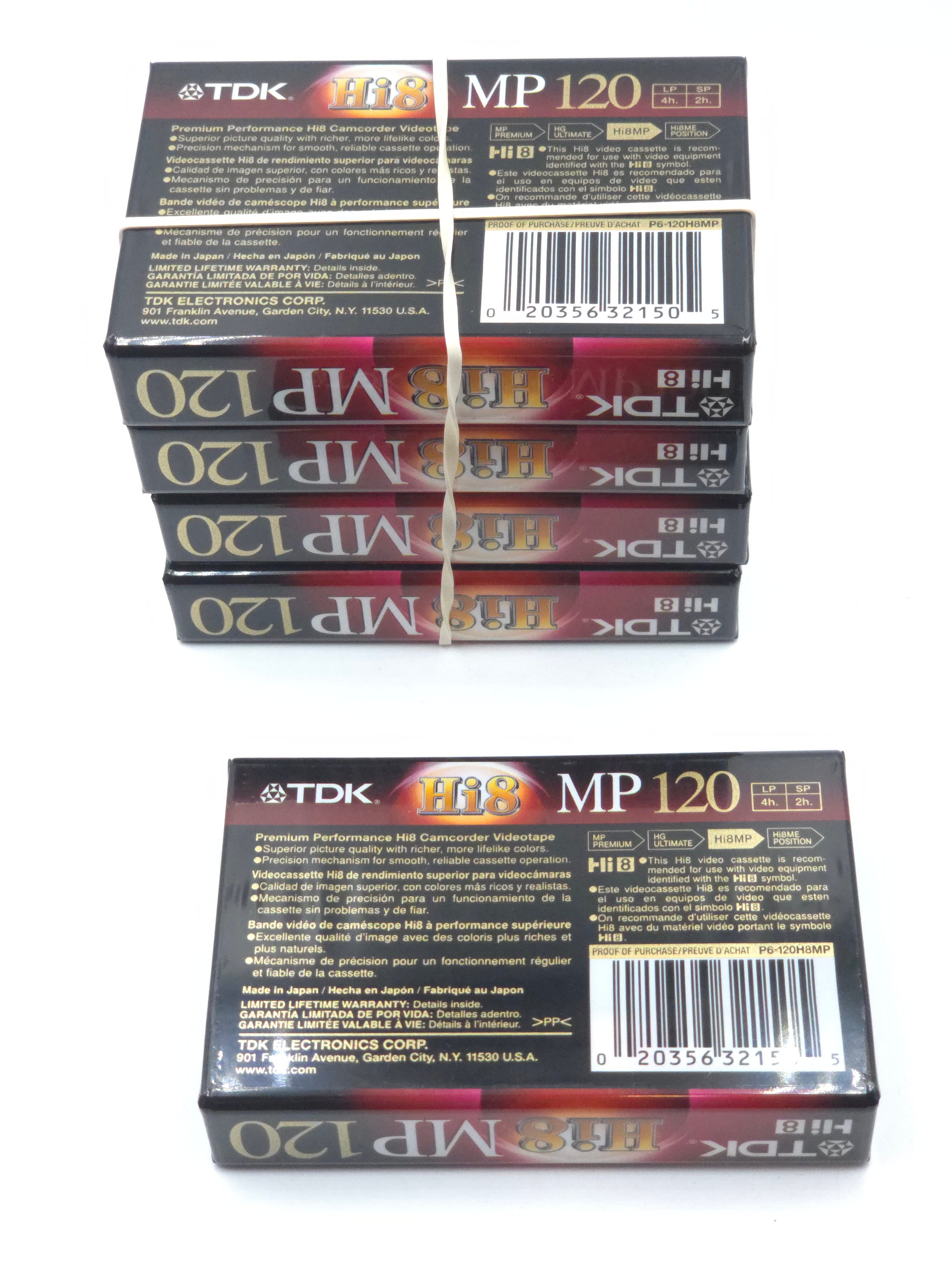Unopened TDK Hi8 MP 120 (5-Pack) Video Tape