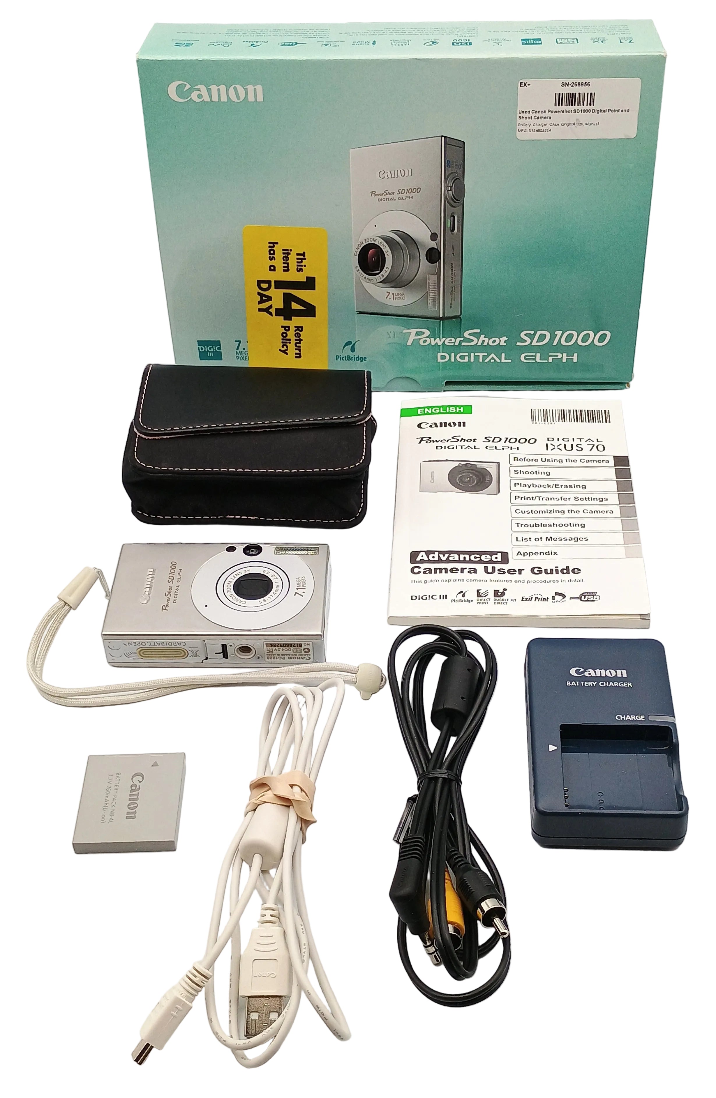 Used Canon Powershot SD1000 Digital Point and Shoot Camera