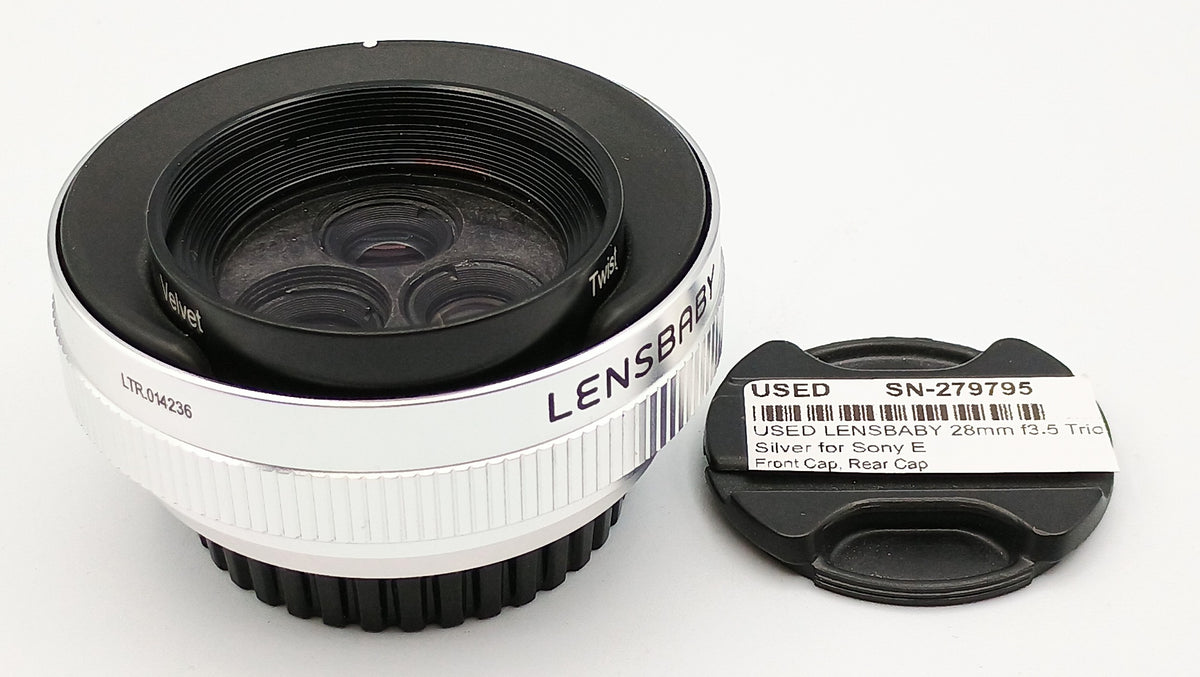USED LENSBABY 28mm f3.5 Trio Silver for Sony E