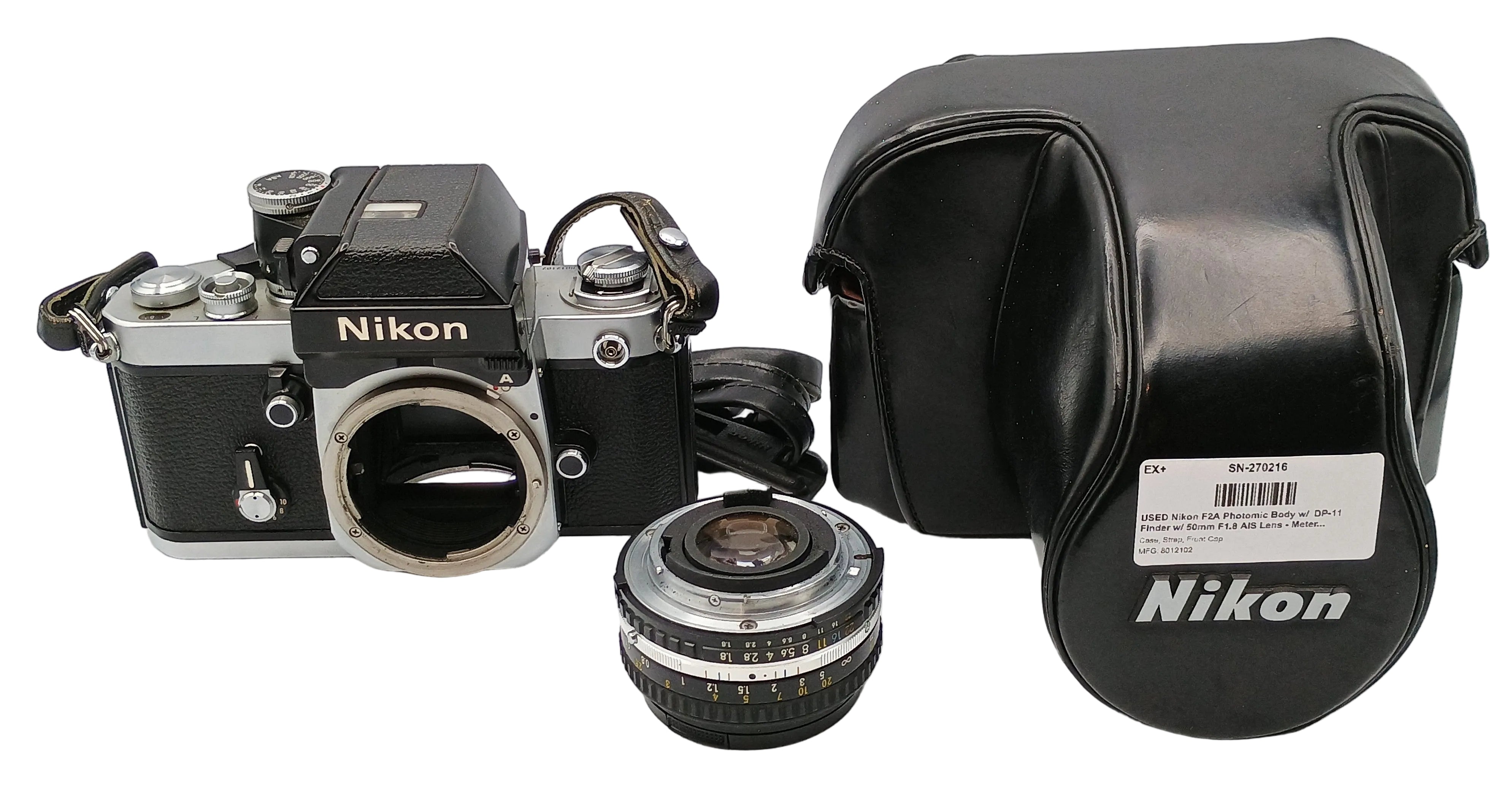 USED Nikon F2A Photomic Body w/ DP-11 Finder w/ 50mm F1.8 AIS Lens - M