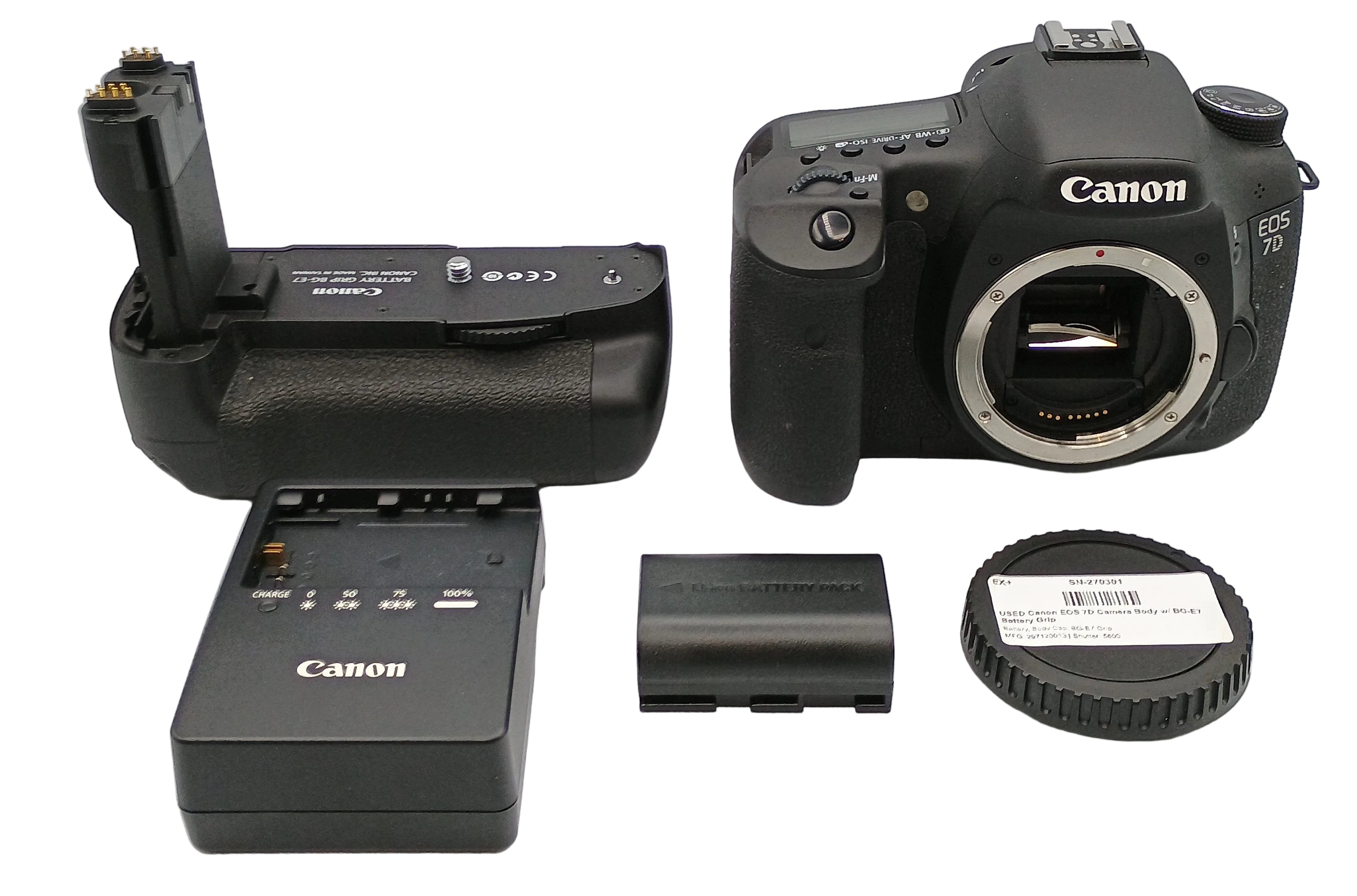 USED Canon EOS 7D Camera Body w/ BG-E7 Battery Grip