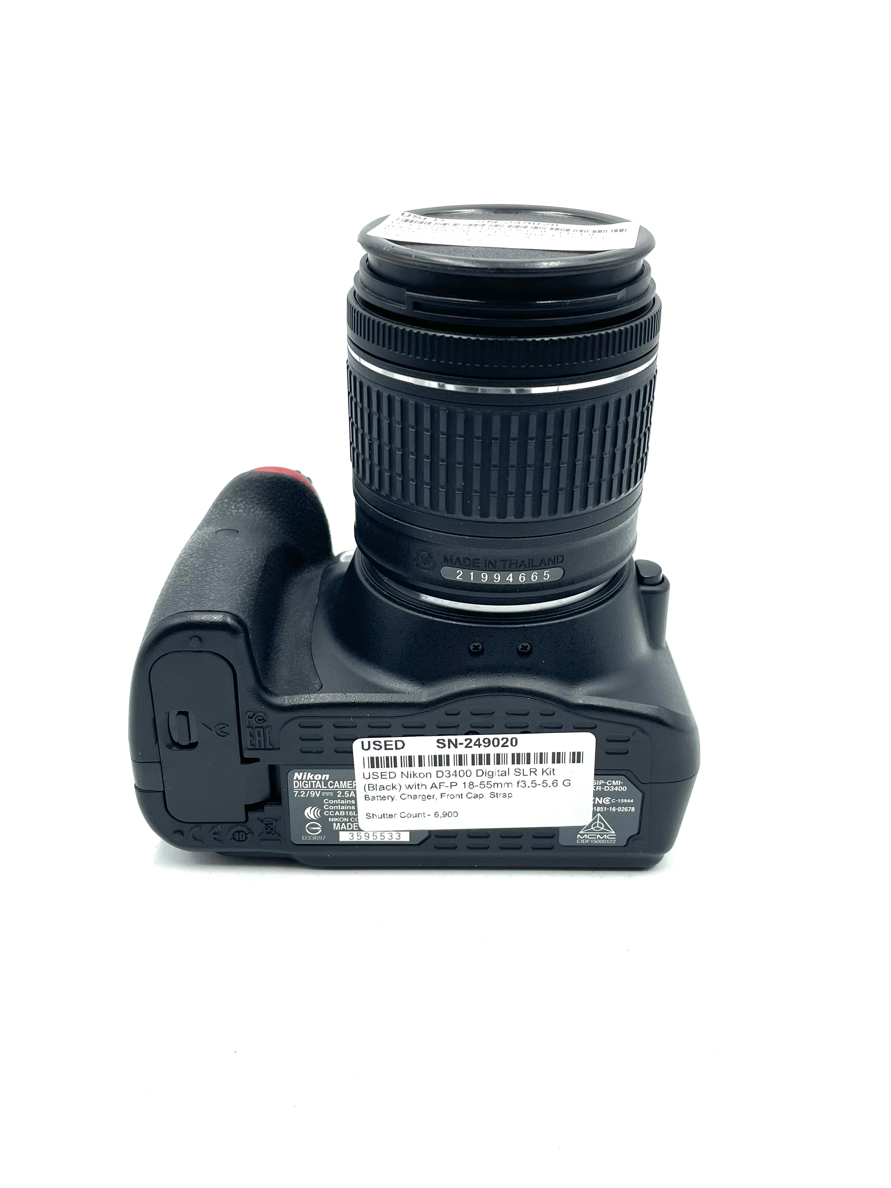 USED Nikon D3400 Digital SLR Kit (Black) with AF-P 18-55mm f3.5-5.6 G VR DX Lens