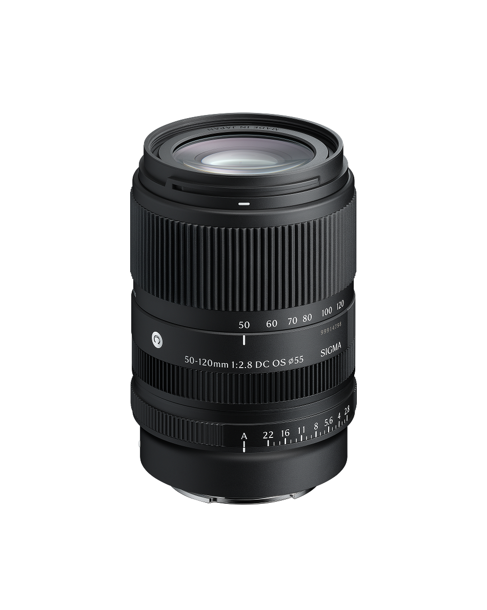 Sigma 50-120mm F2.8 DC OS Contemporary Sony E-mount lens showing the front element