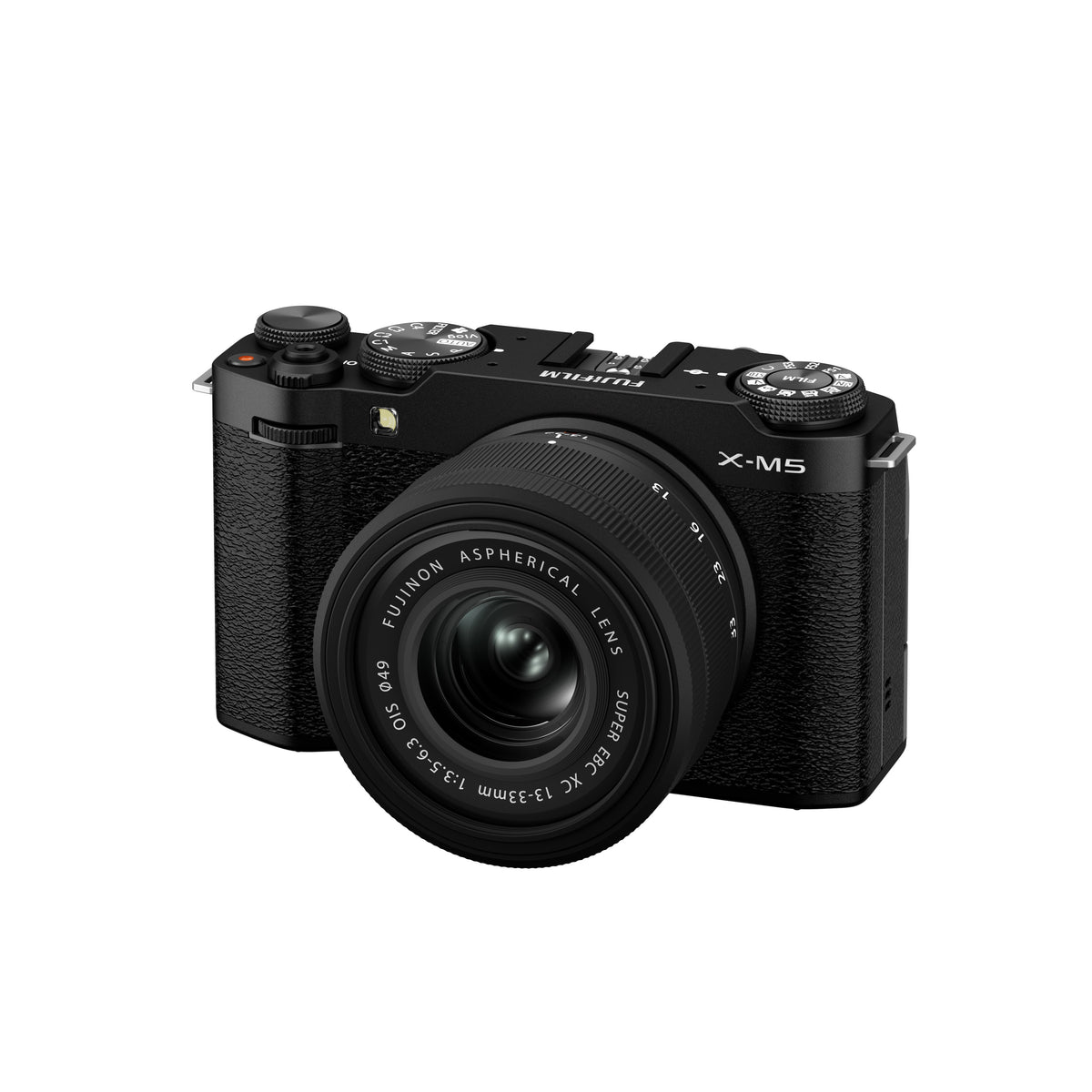 XC13-33mmF3.5-6.3 OIS lens shown on an X-M5 camera, angled left view