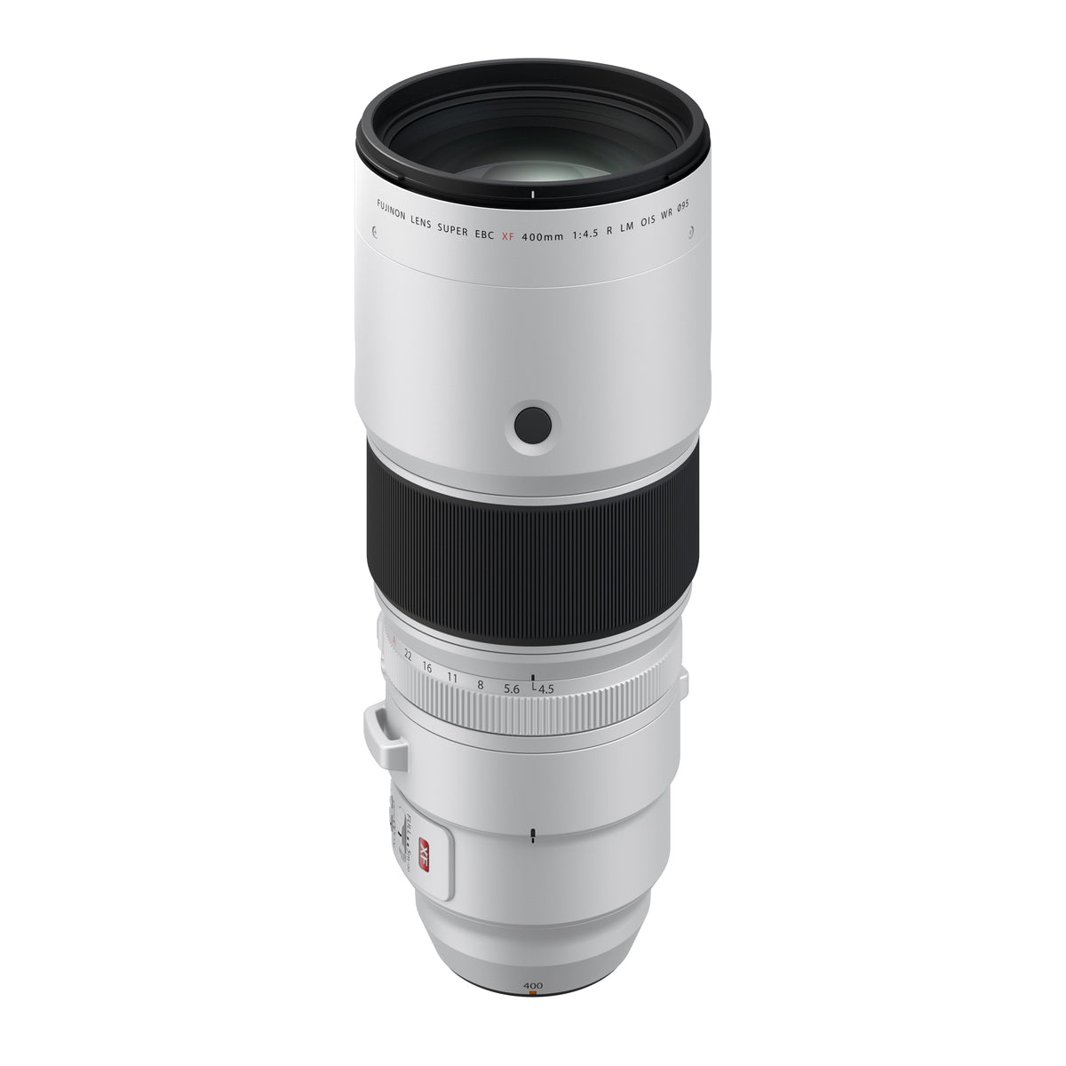 Fujifilm XF 400mm f/4.5 lens, angled front view