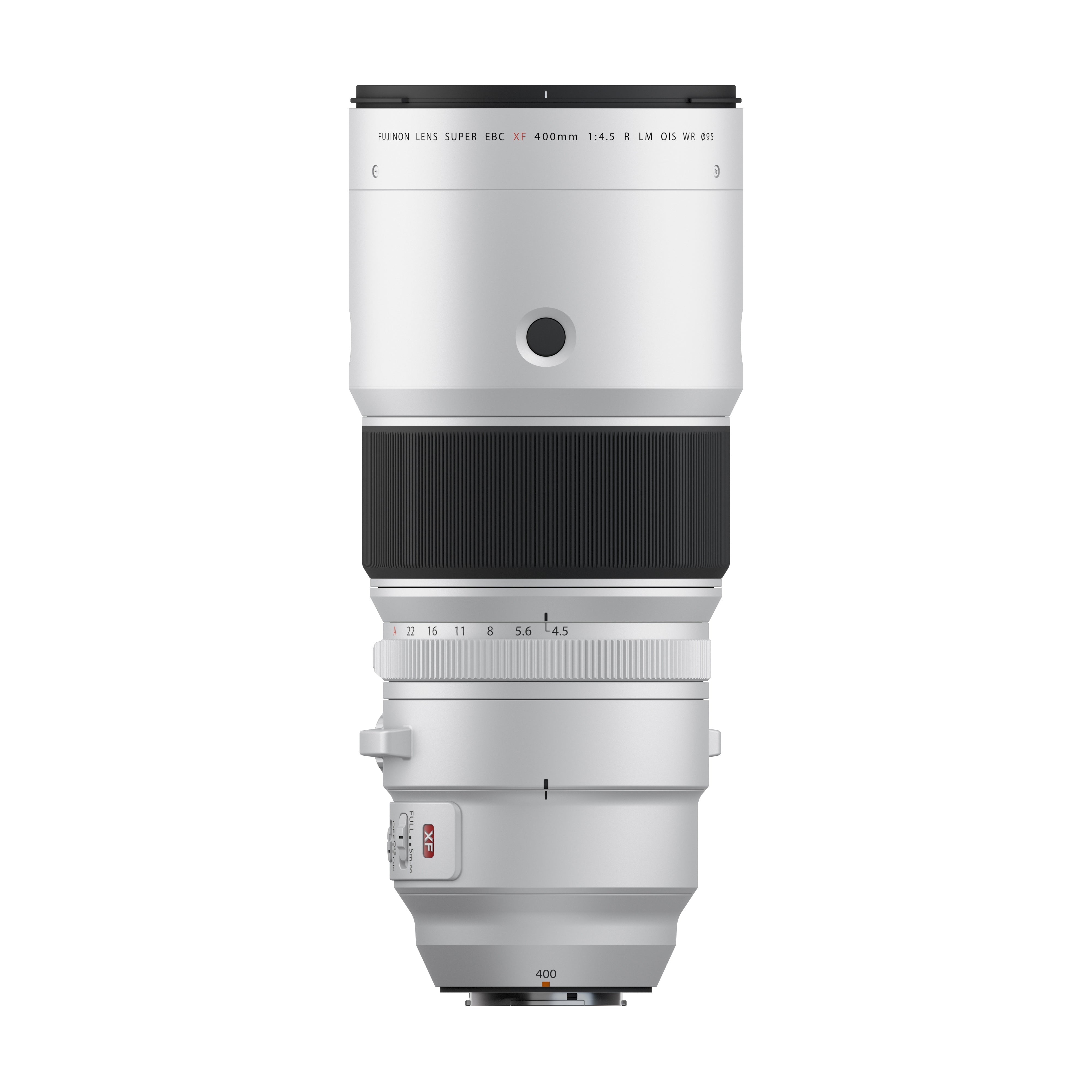 Fujifilm XF 400mm f/4.5 lens, straight-on front view