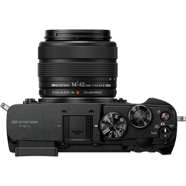 OM System PEN Mirrorless Camera (Black) with 14-42mm Lens