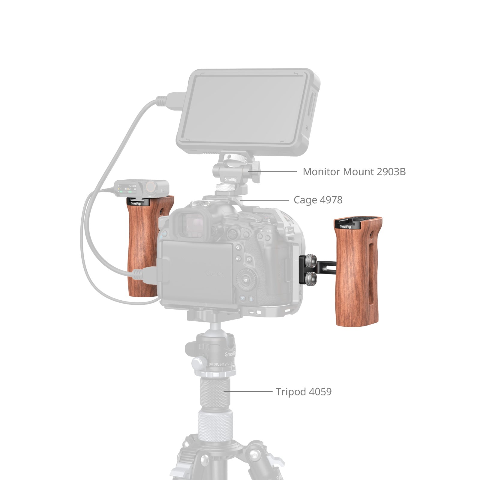 SmallRig Wooden Side Handle with 1/4"-20 Screws