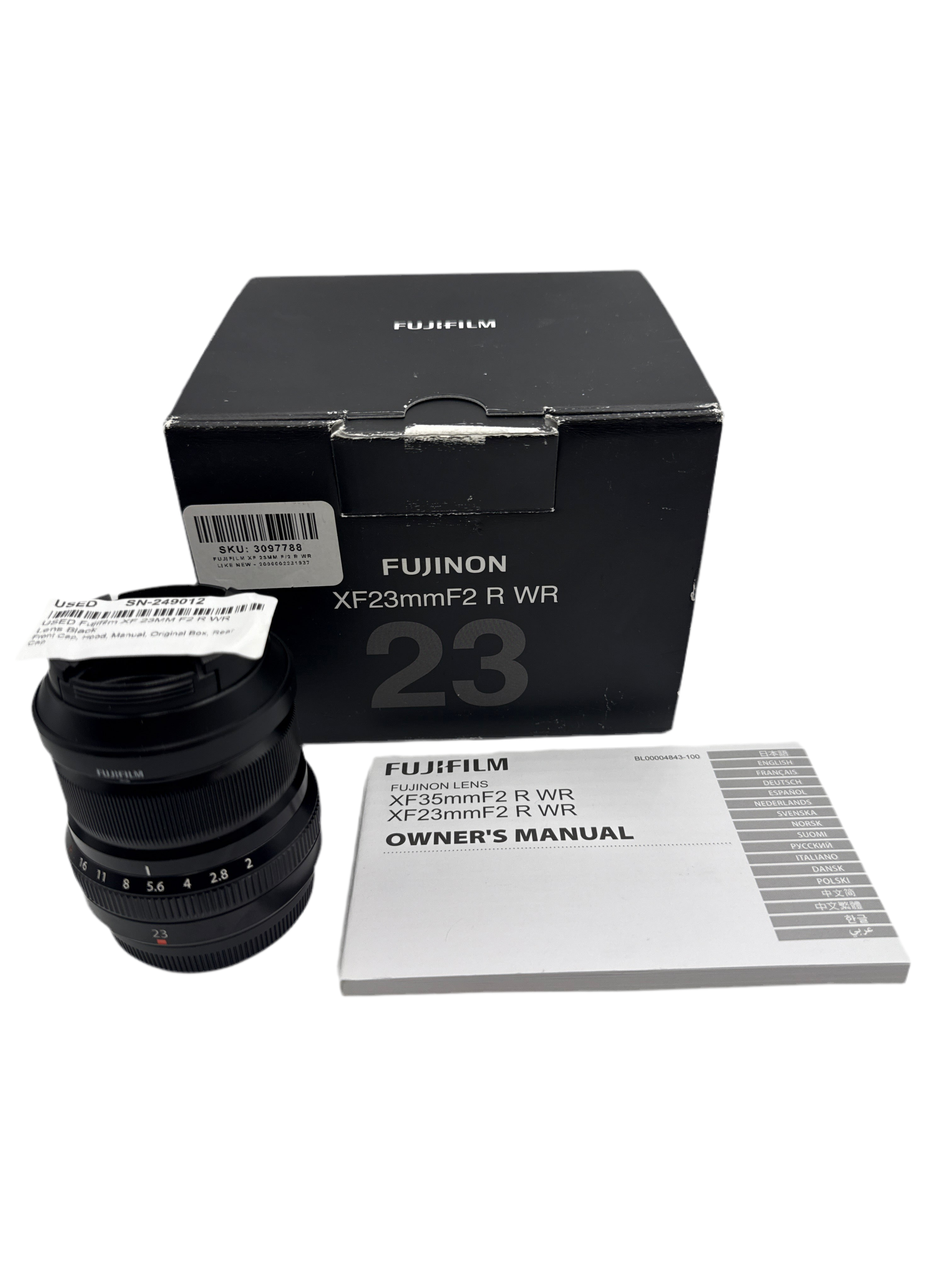 USED Fujifilm XF 23MM F2 R WR Lens Black