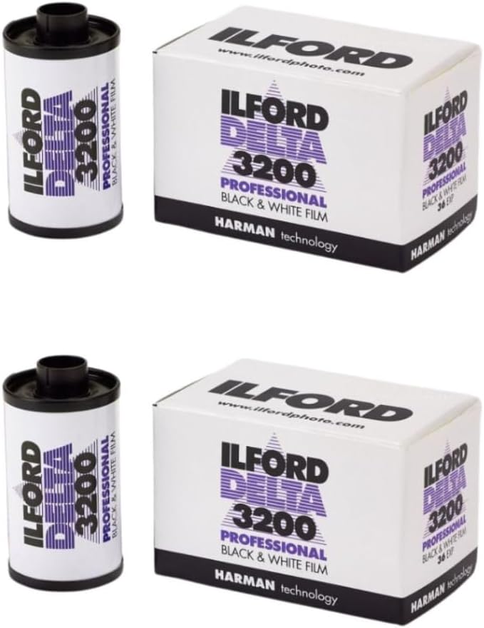 Ilford Delta 3200 Professional Black and White Negative Film (35mm Roll Film, 36 Exposures, 2-Pack)