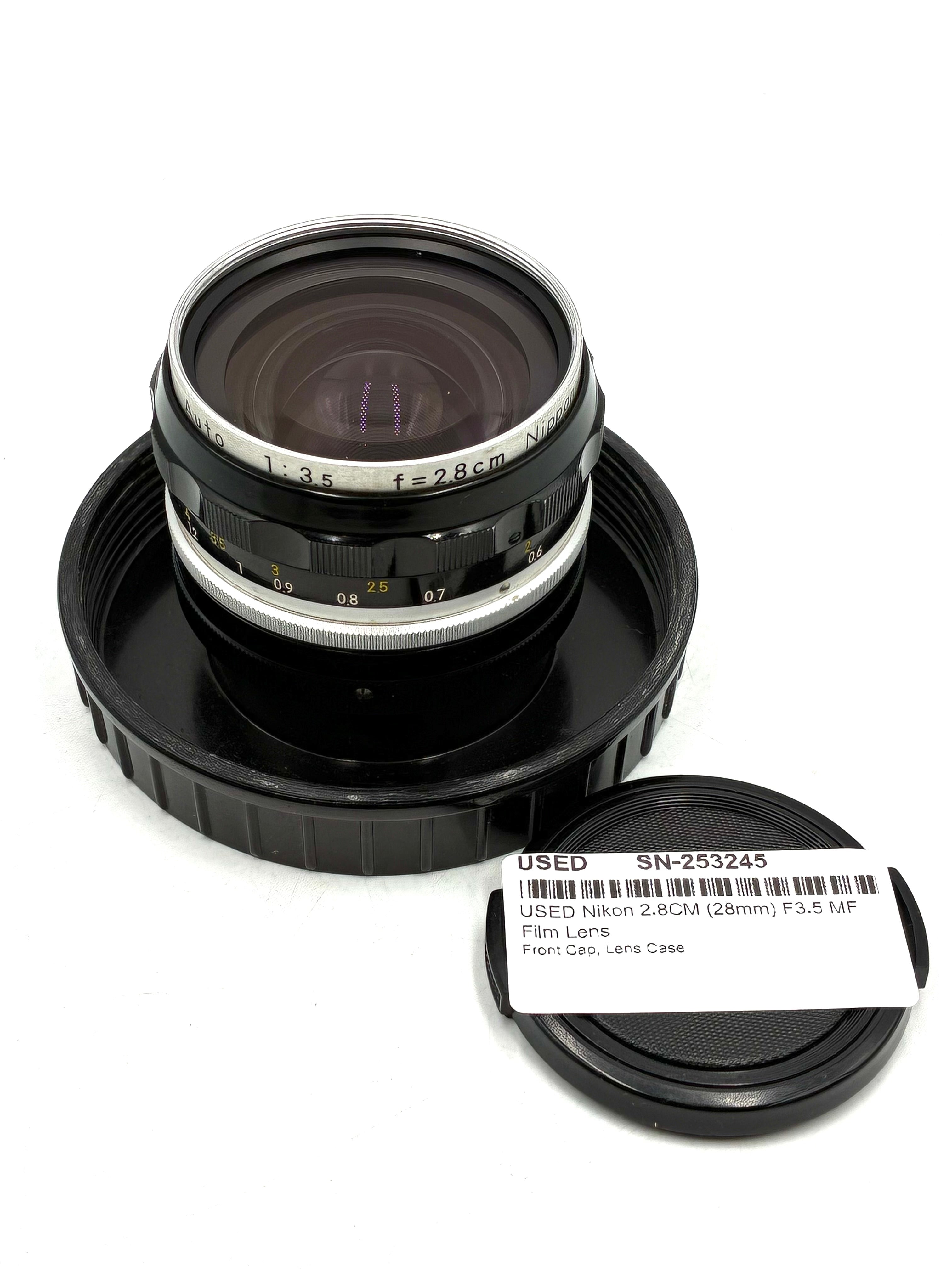 USED Nikon 2.8CM (28mm) F3.5 MF Film Lens