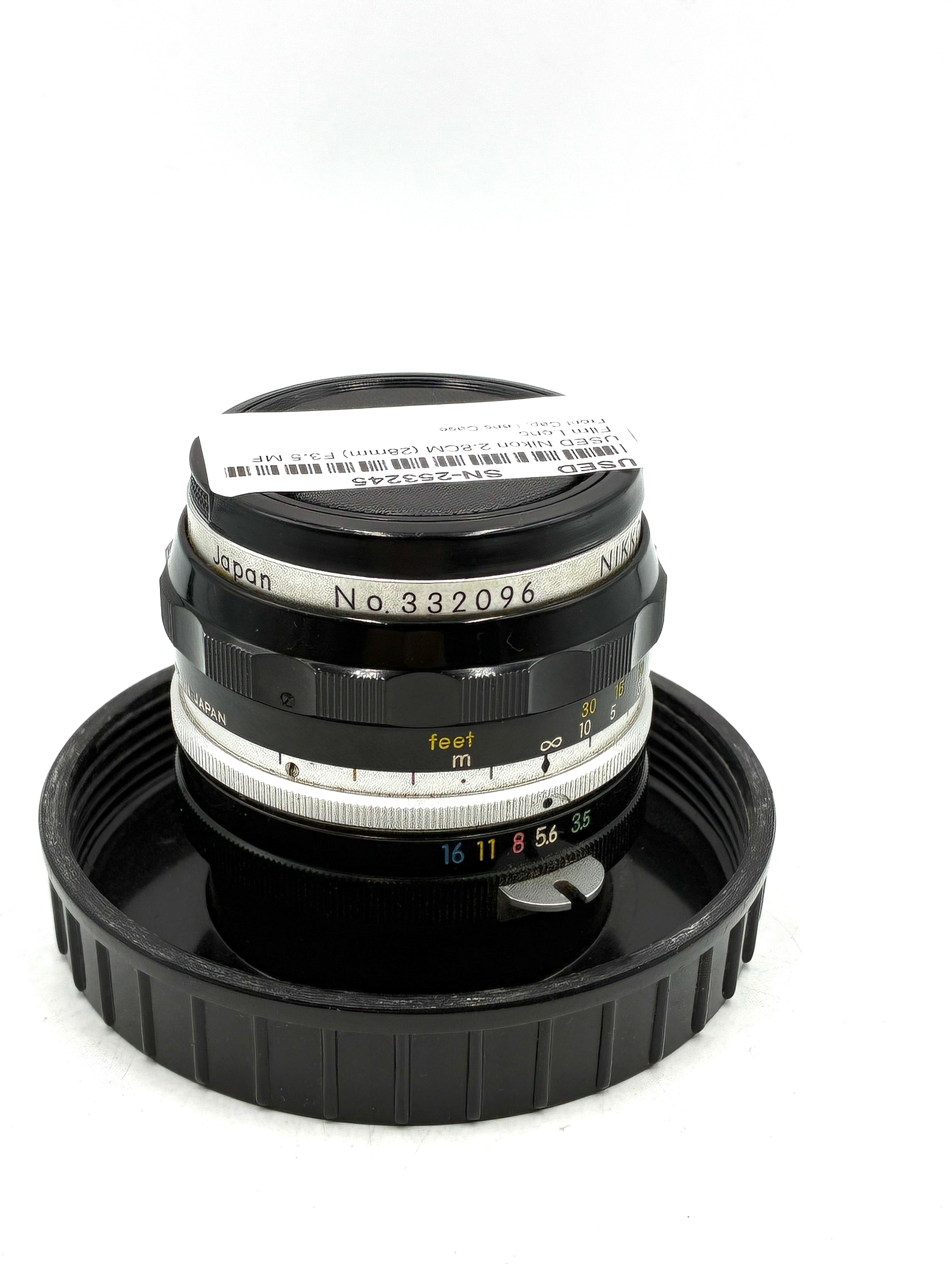 USED Nikon 2.8CM (28mm) F3.5 MF Film Lens