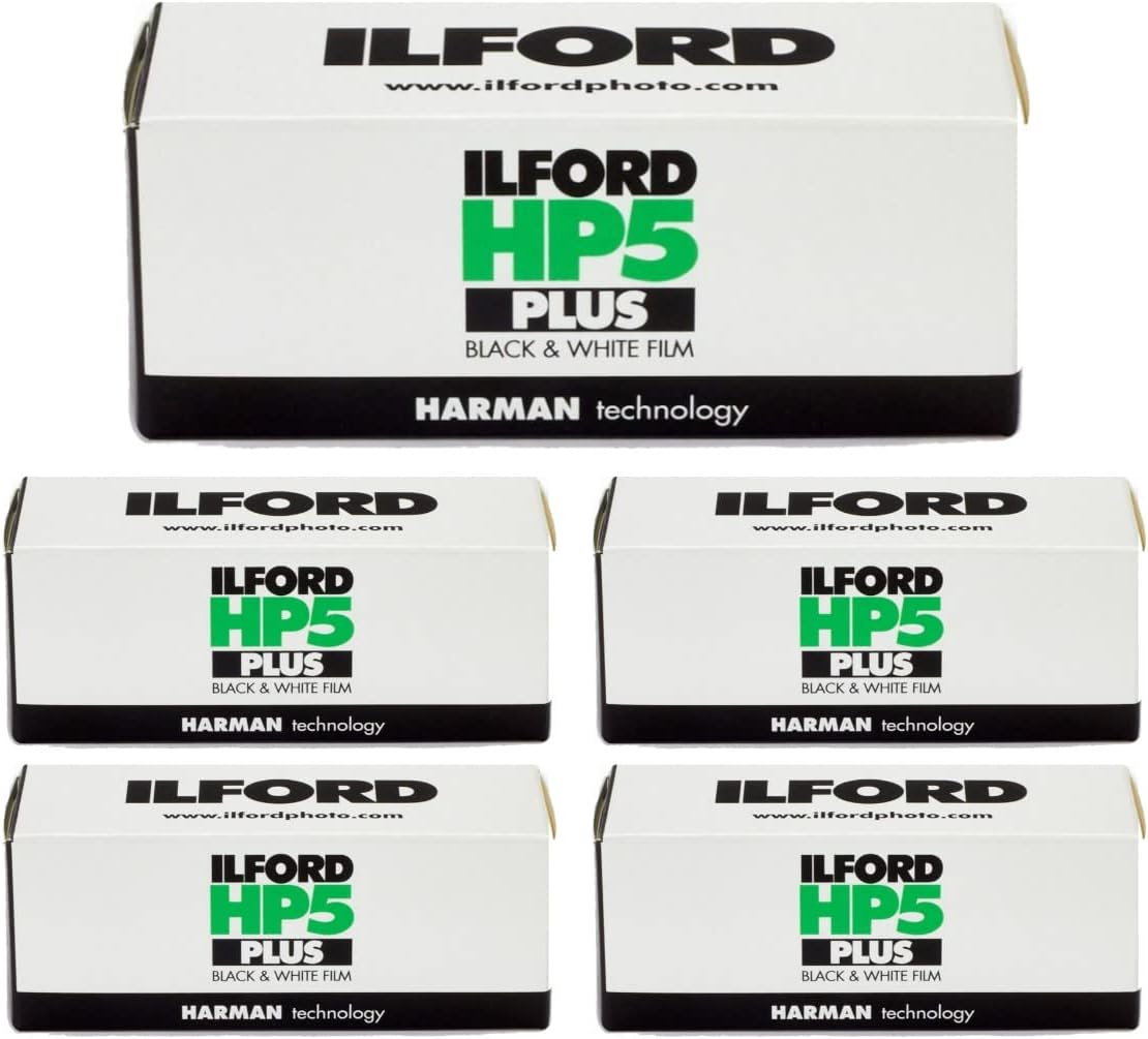 Ilford HP5 120 Black and White Negative Film (120 Roll Film, 5 pack)