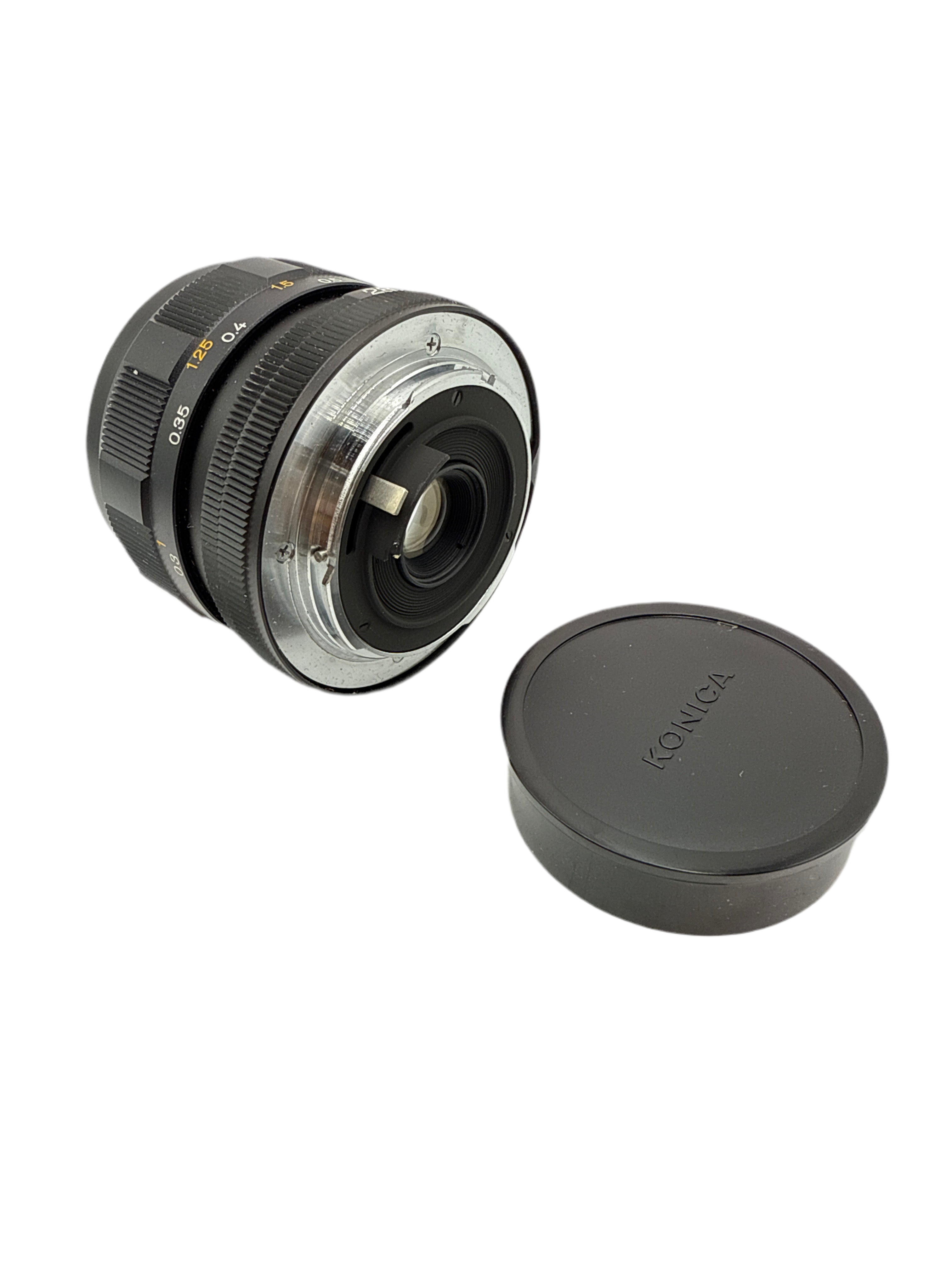 Konica Hexanon AR 28mm f/3.5 w/ Hood & Cases (0180)