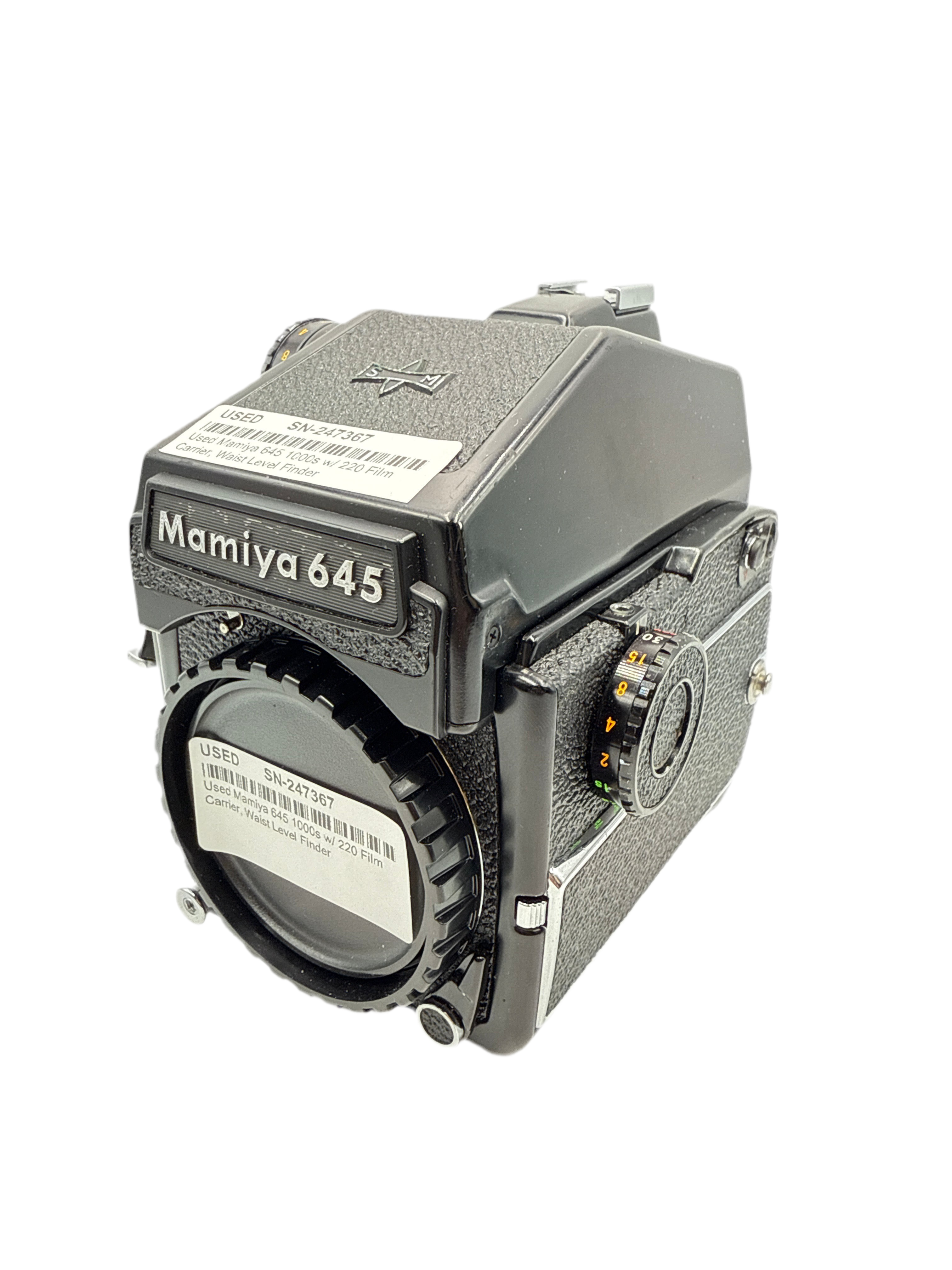 Used Mamiya 645 1000s w/ 220 Film Carrier, Waist Level Finder
