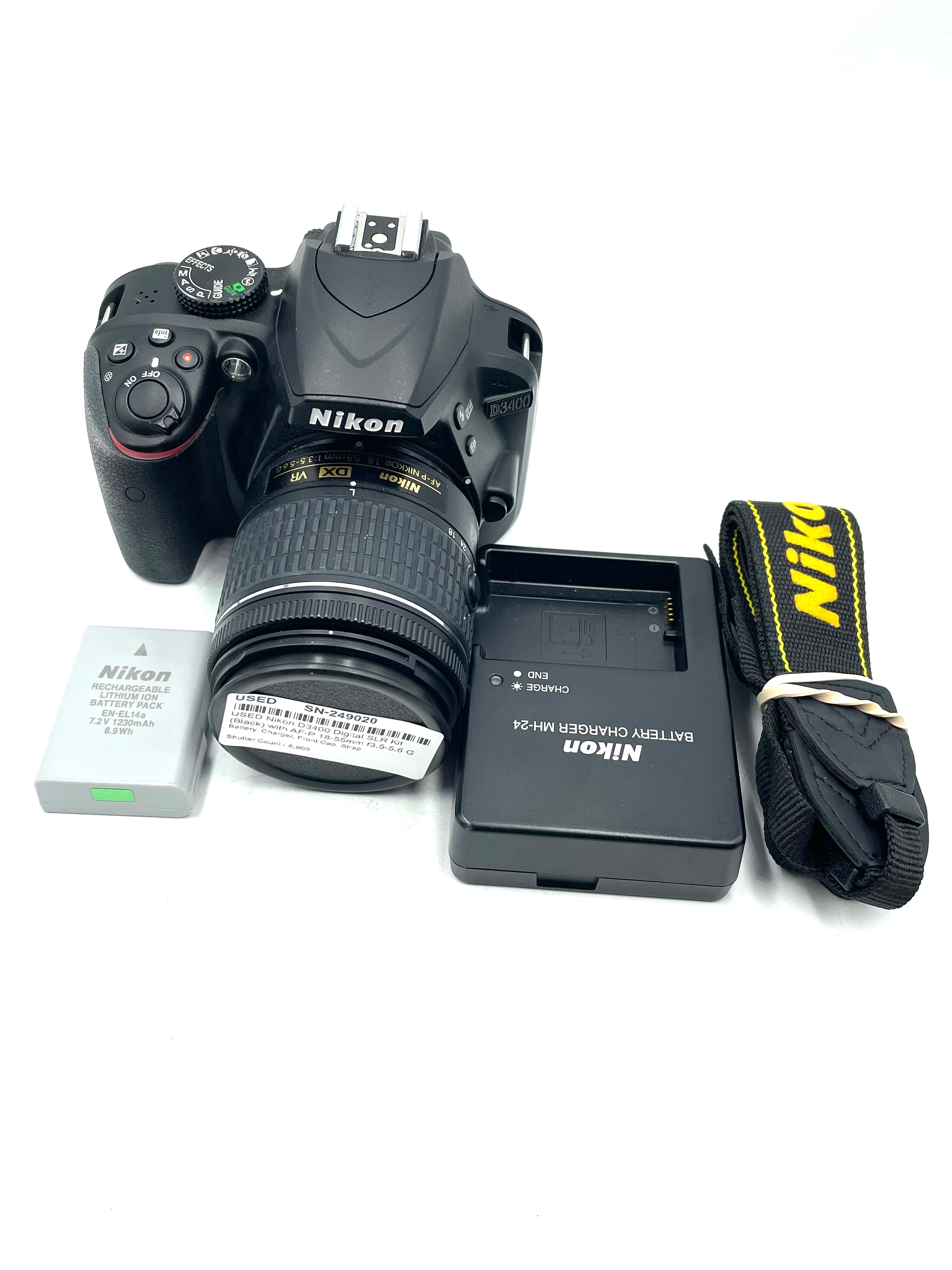 USED Nikon D3400 Digital SLR Kit (Black) with AF-P 18-55mm f3.5-5.6 G VR DX Lens