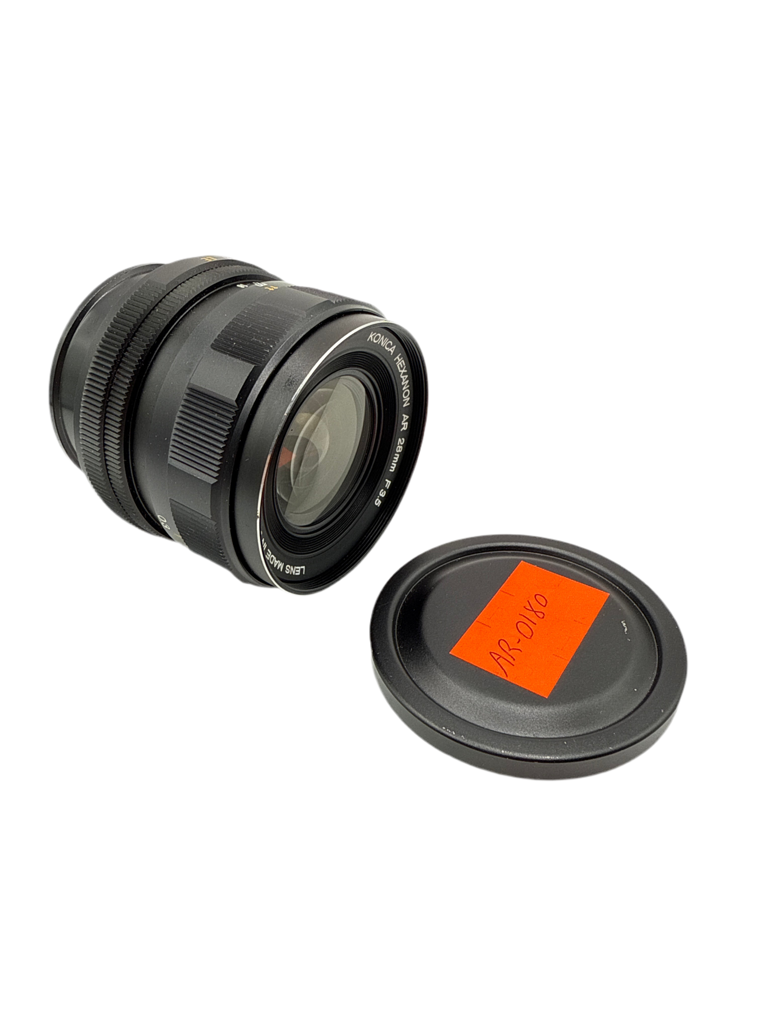 Konica Hexanon AR 28mm f/3.5 w/ Hood & Cases (0180)